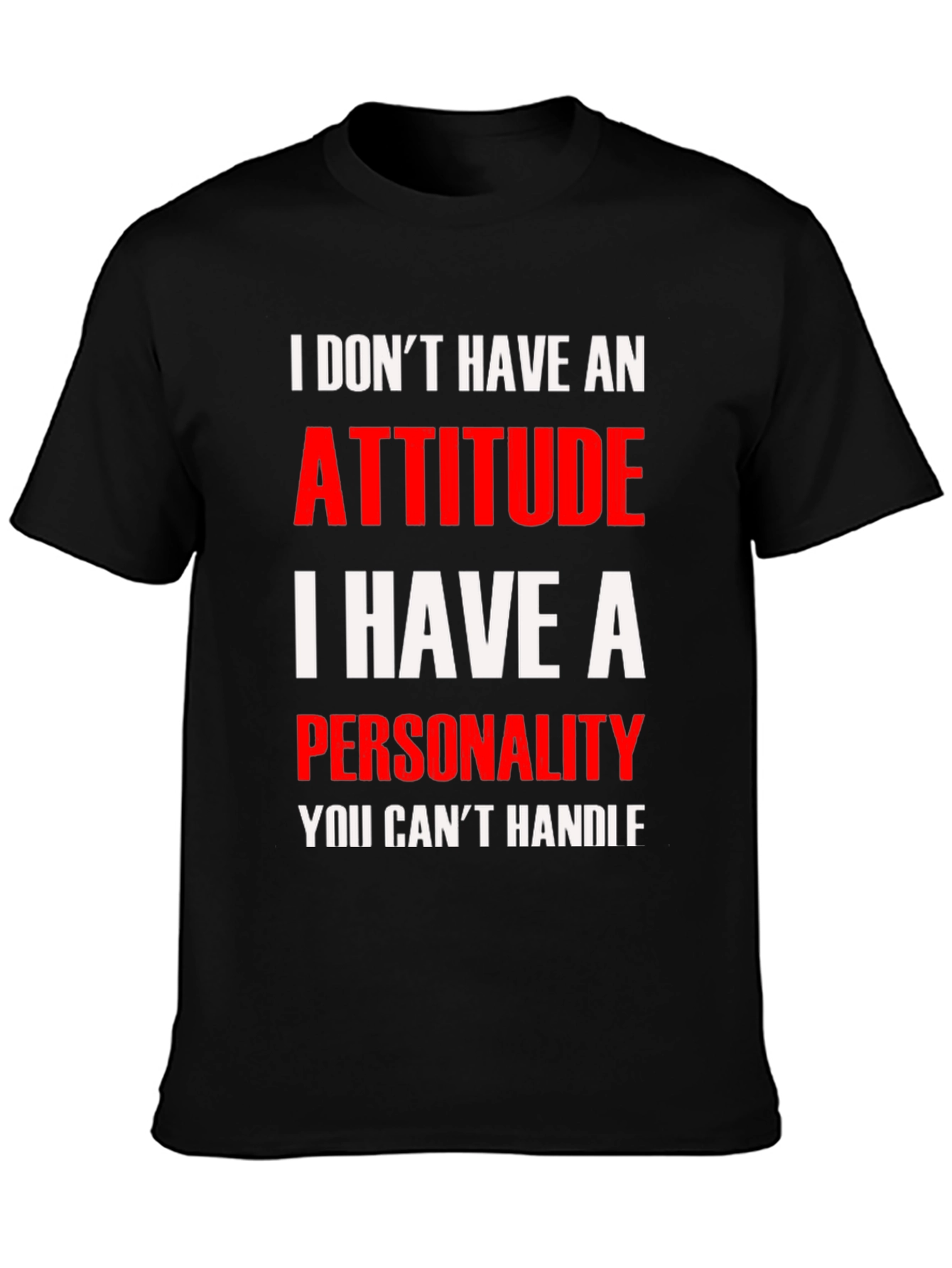 Attitude Personality Graphic Tee - Black Cotton Blend