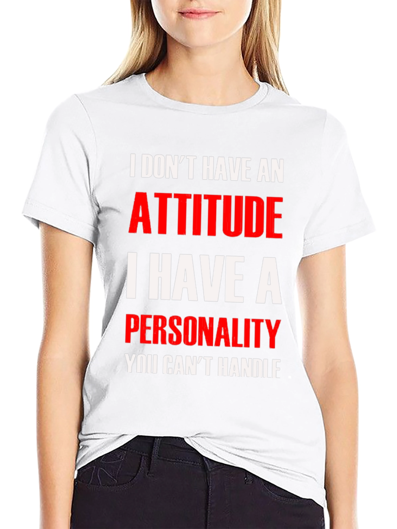 Attitude Personality Graphic Tee - Black Cotton Blend