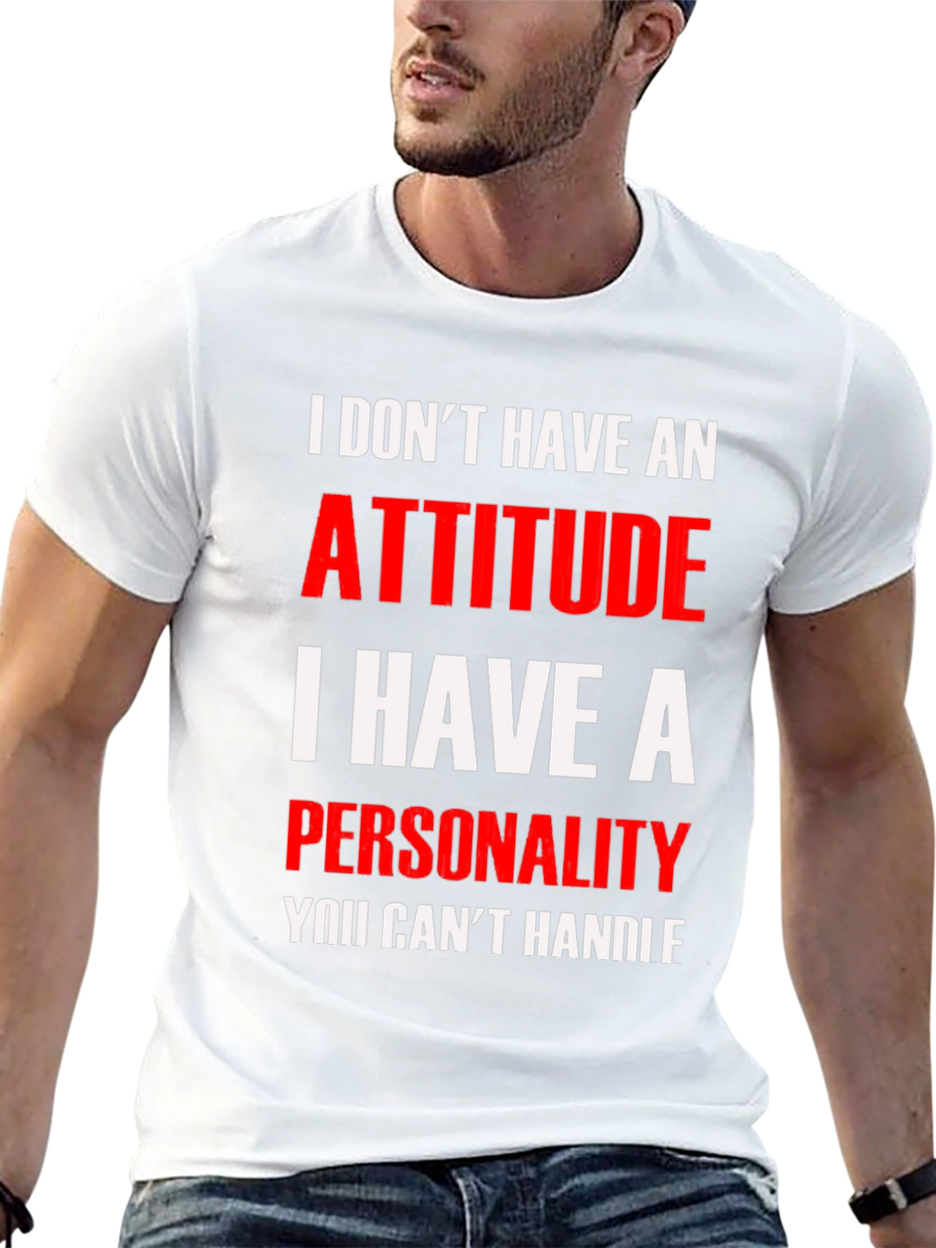 Attitude Personality Graphic Tee - Black Cotton Blend