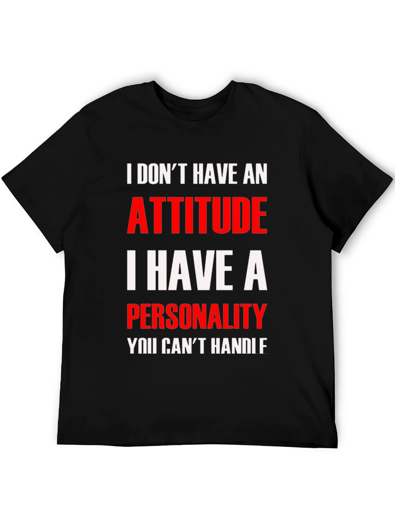 Attitude Personality Graphic Tee - Black Cotton Blend