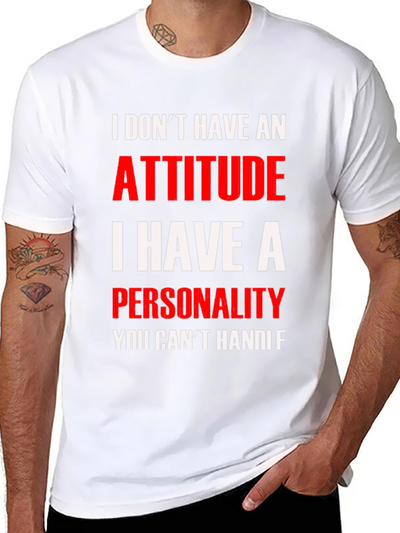 Attitude Personality Graphic Tee - Black Cotton Blend