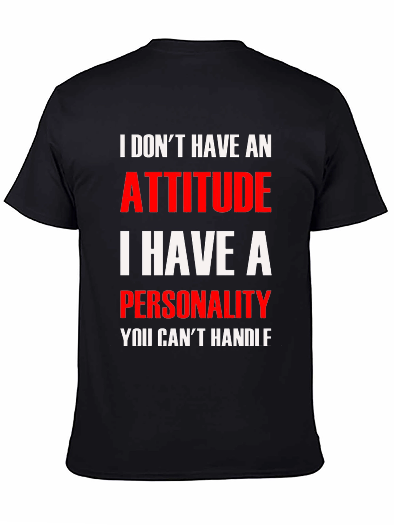 Attitude Personality Graphic Tee - Black Cotton Blend
