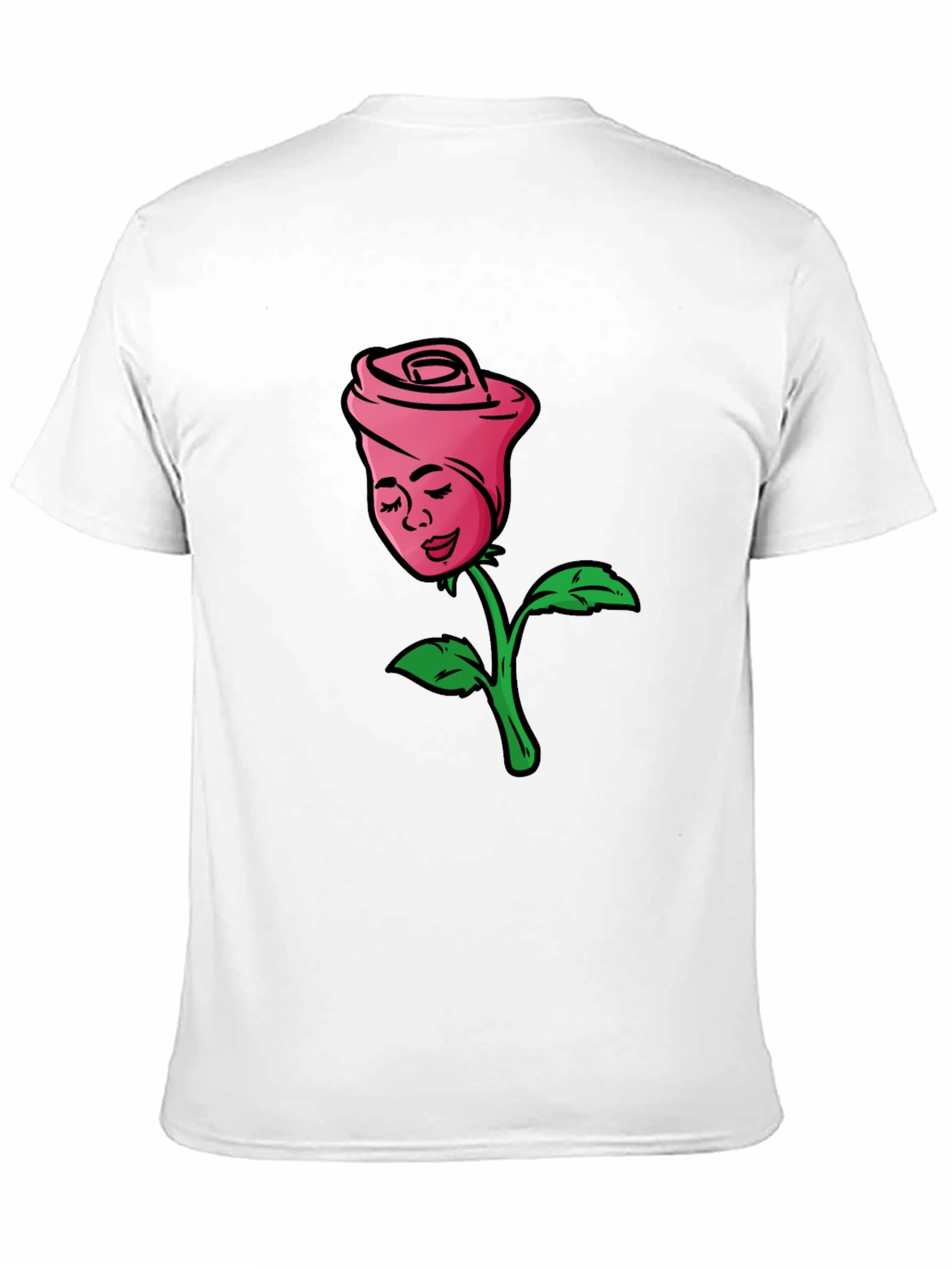Rose Lady Graphic Tee - Black Cotton Casual Shirt
