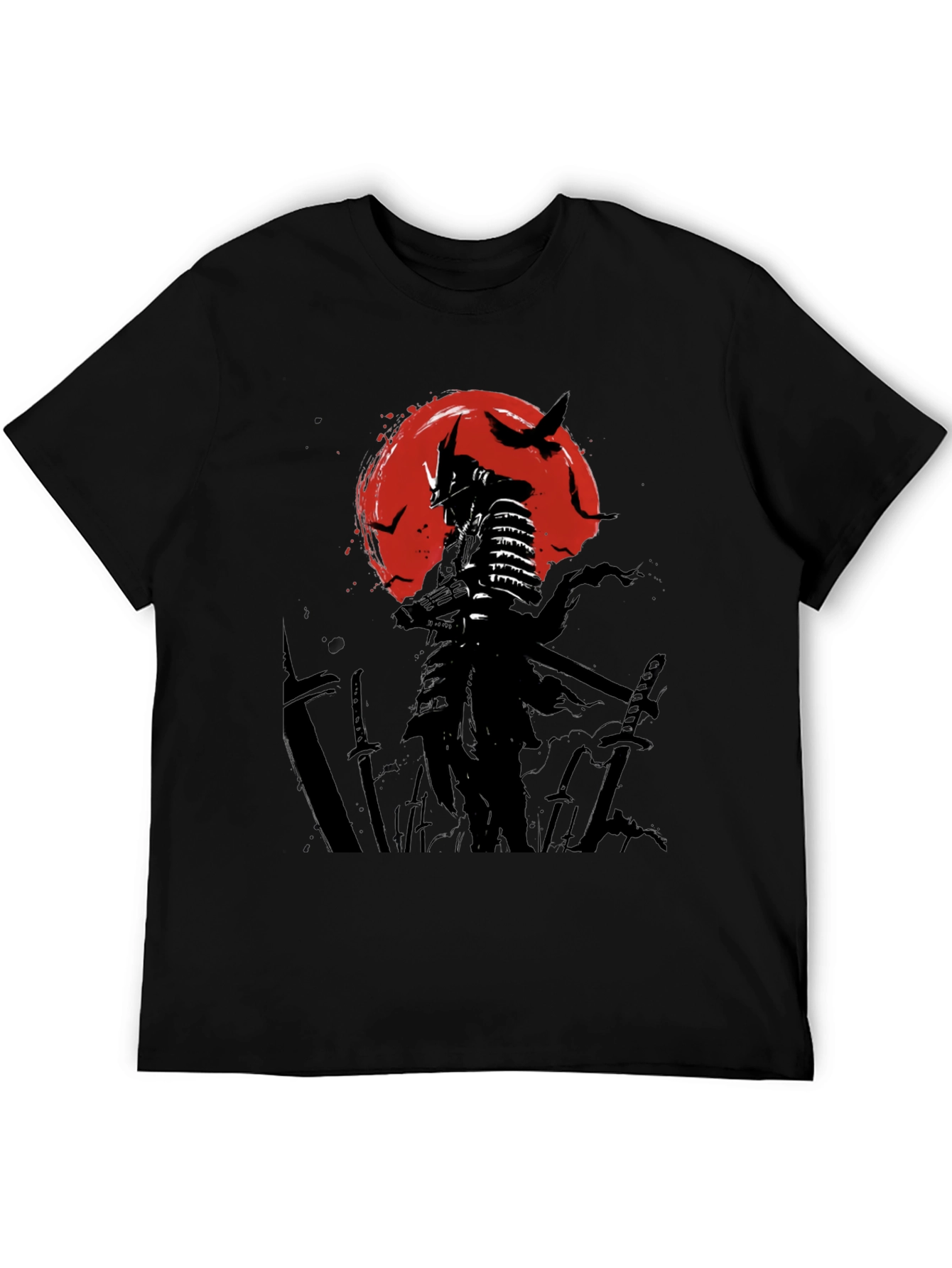 Samurai Warrior Graphic Tee - Black Cotton T-Shirt
