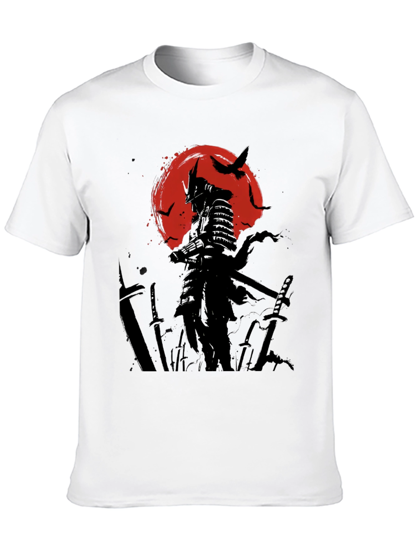 Samurai Warrior Graphic Tee - Black Cotton T-Shirt