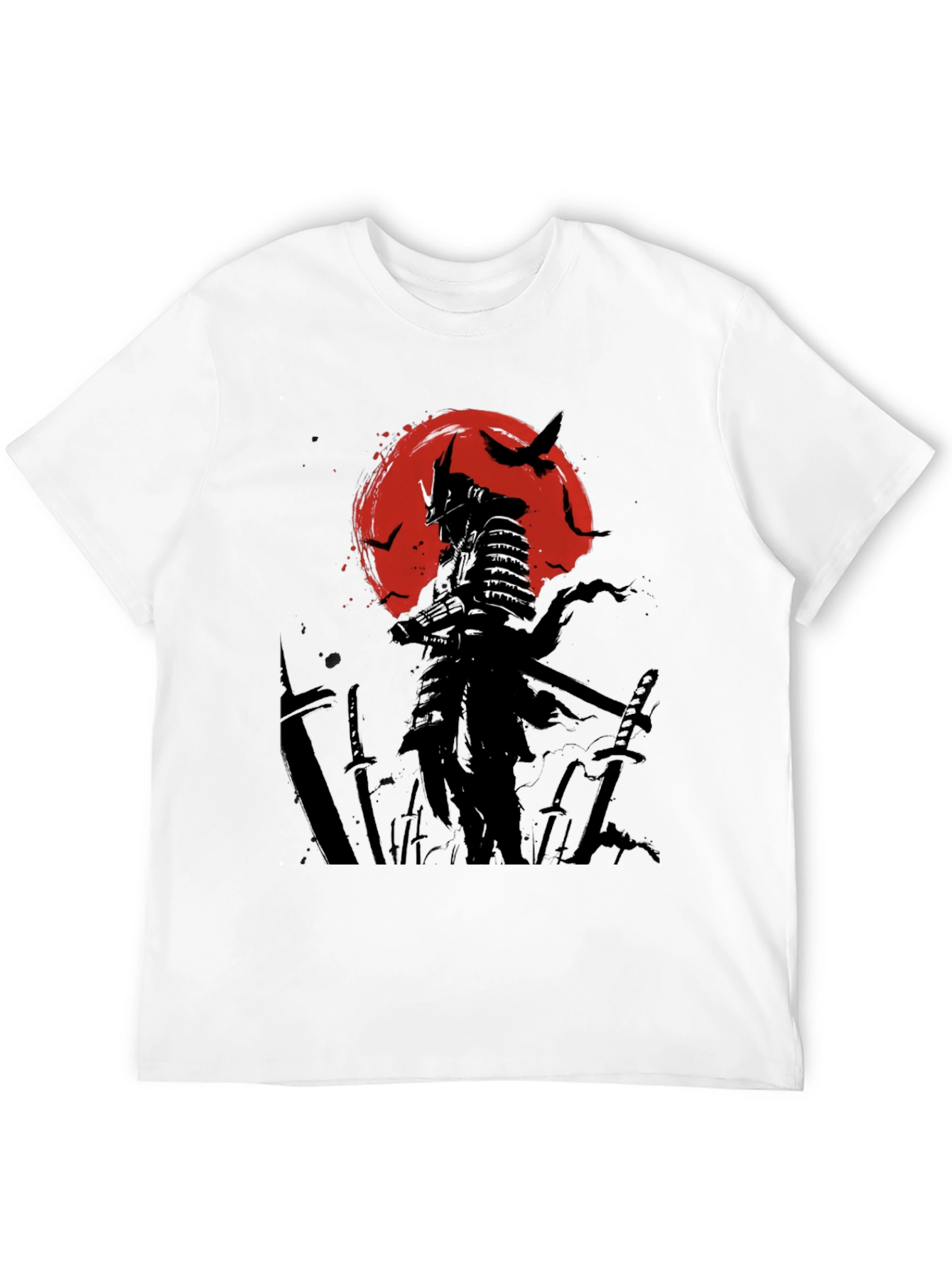 Samurai Warrior Graphic Tee - Black Cotton T-Shirt