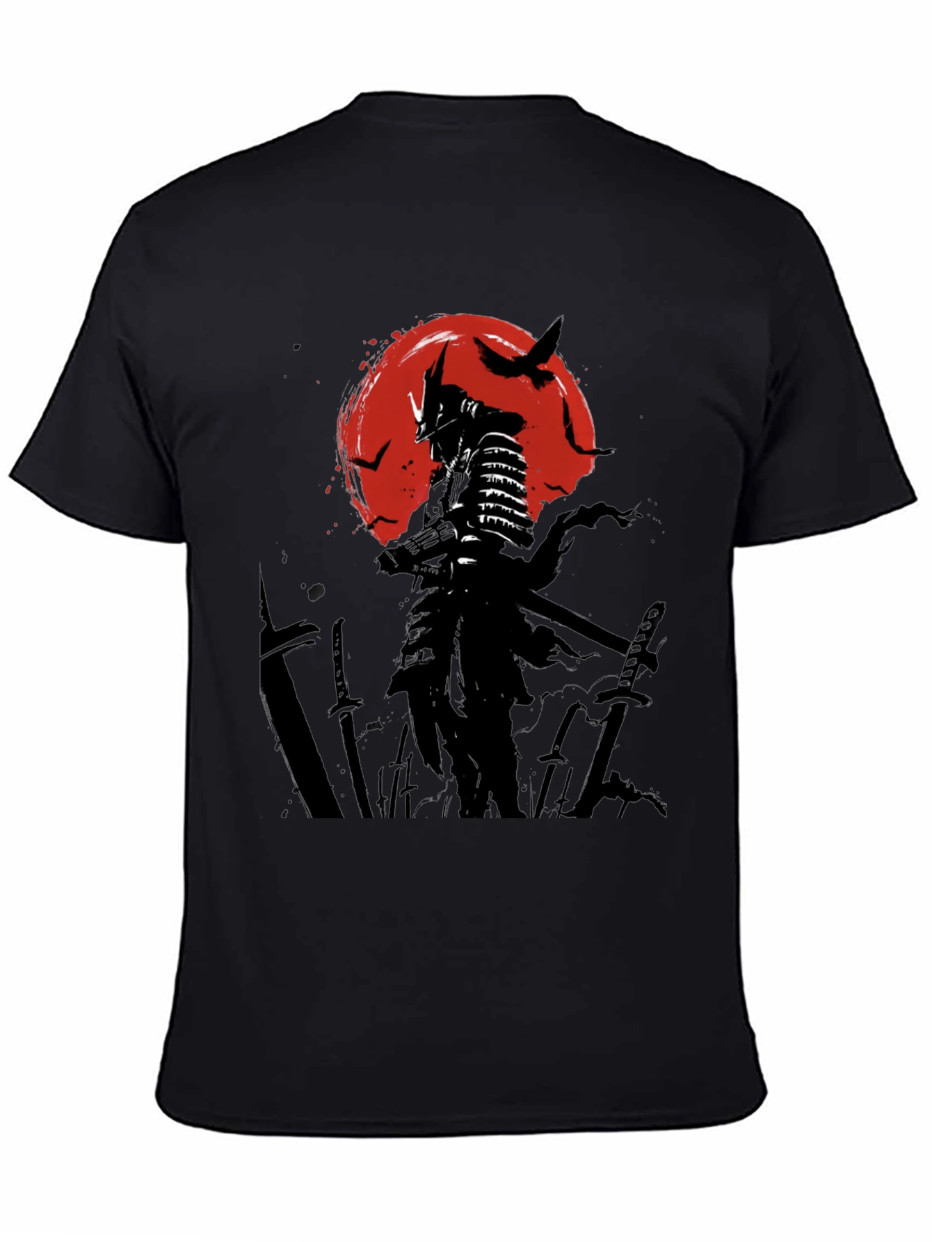 Samurai Warrior Graphic Tee - Black Cotton T-Shirt