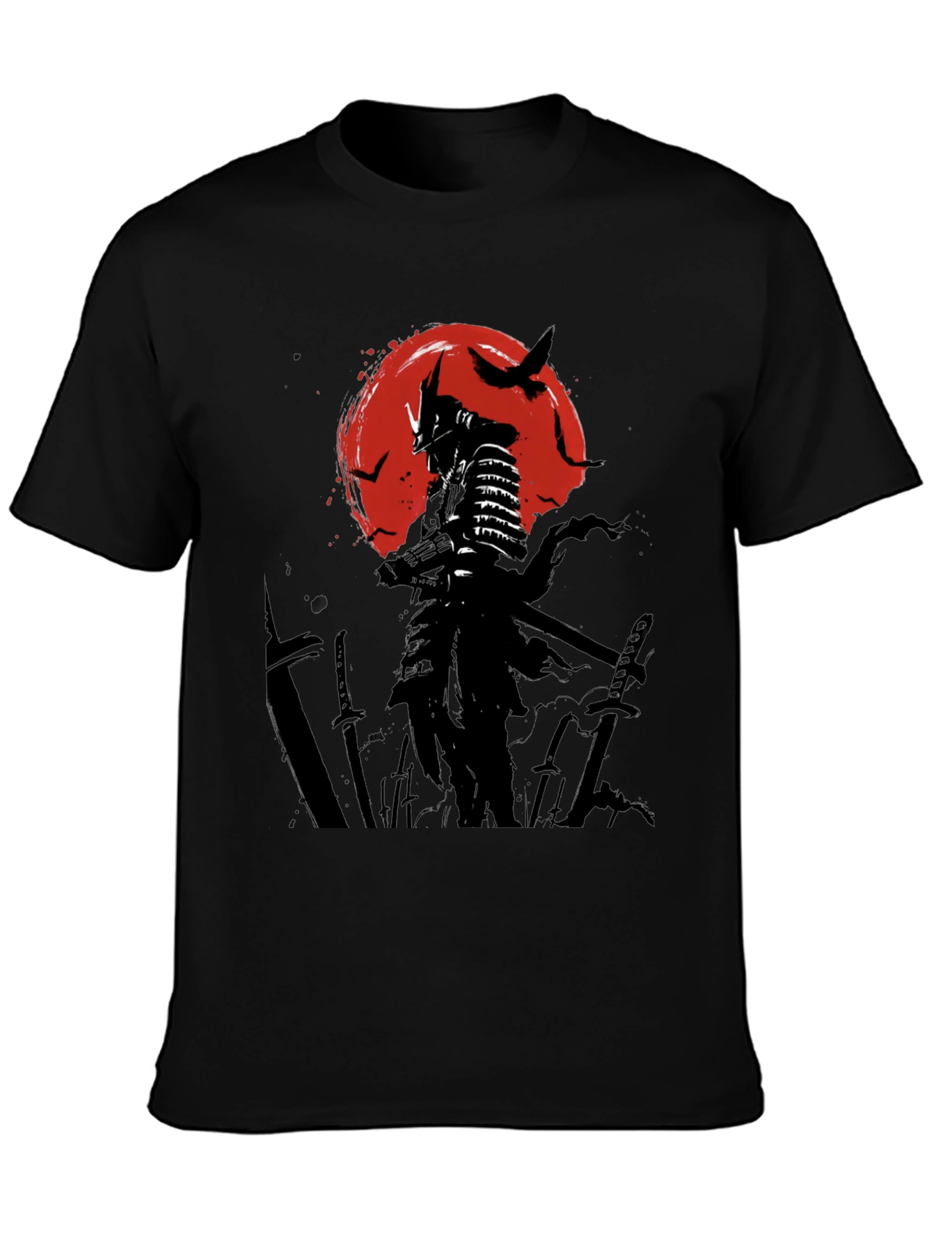 Samurai Warrior Graphic Tee - Black Cotton T-Shirt