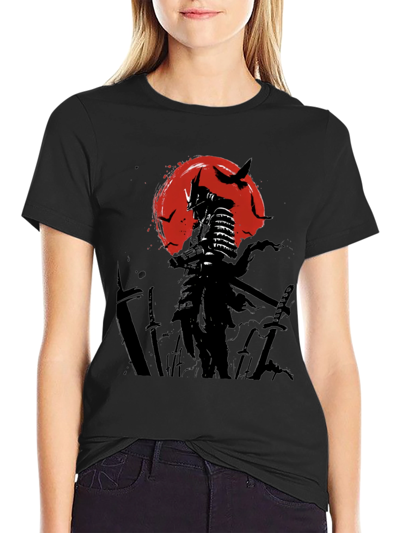 Samurai Warrior Graphic Tee - Black Cotton T-Shirt