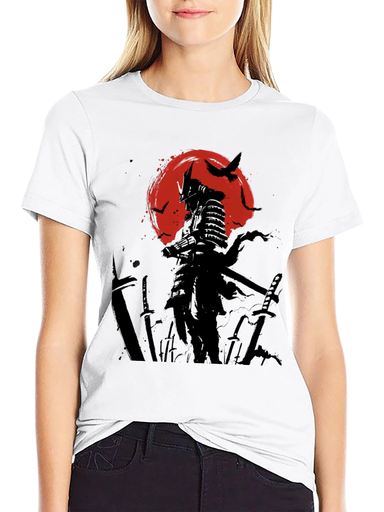 Samurai Warrior Graphic Tee - Black Cotton T-Shirt