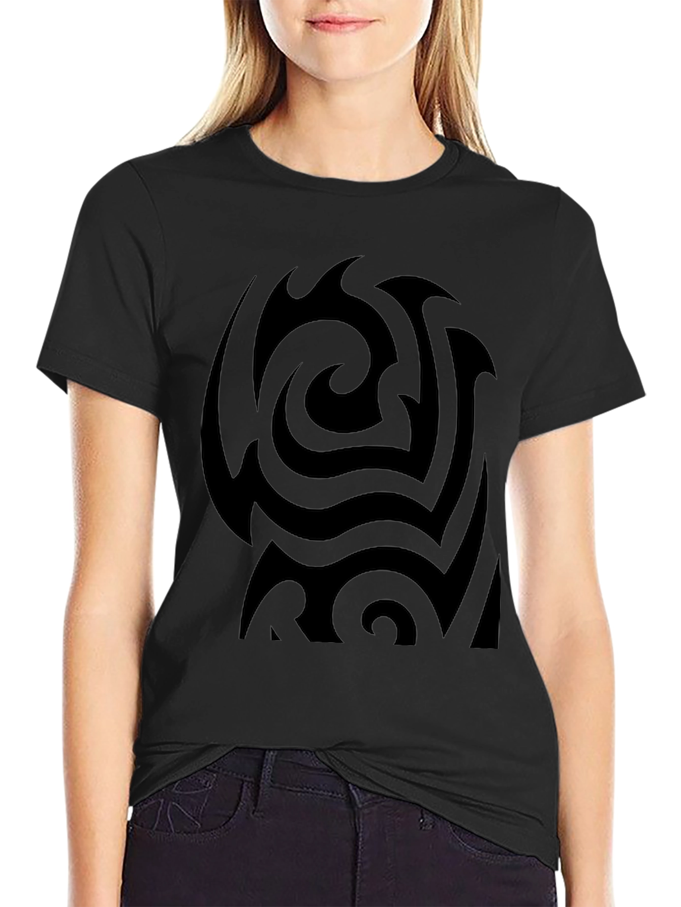 Abstract Black Swirl Tee - Modern Graphic Design