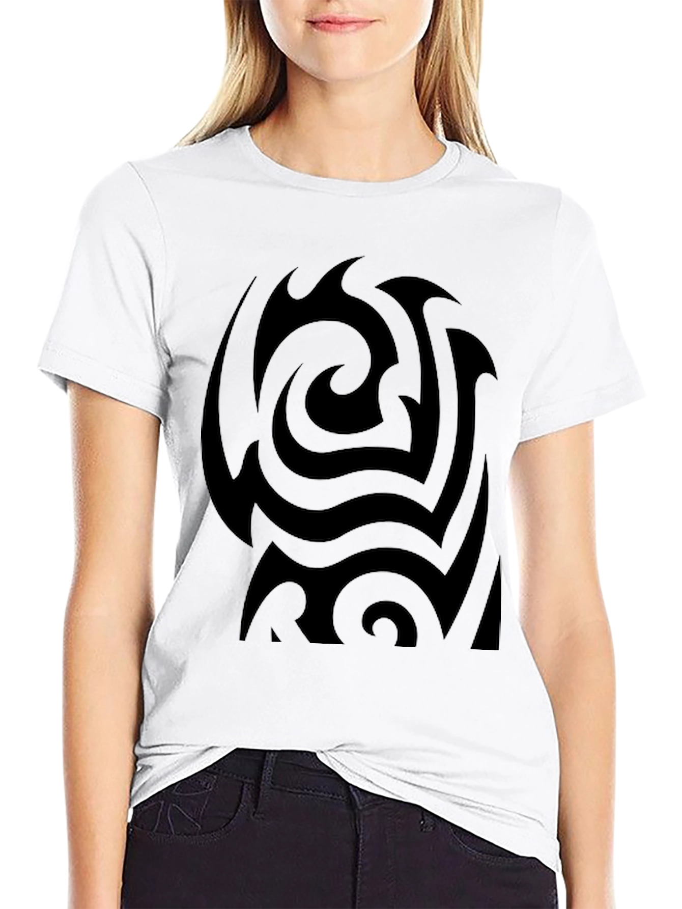 Abstract Black Swirl Tee - Modern Graphic Design