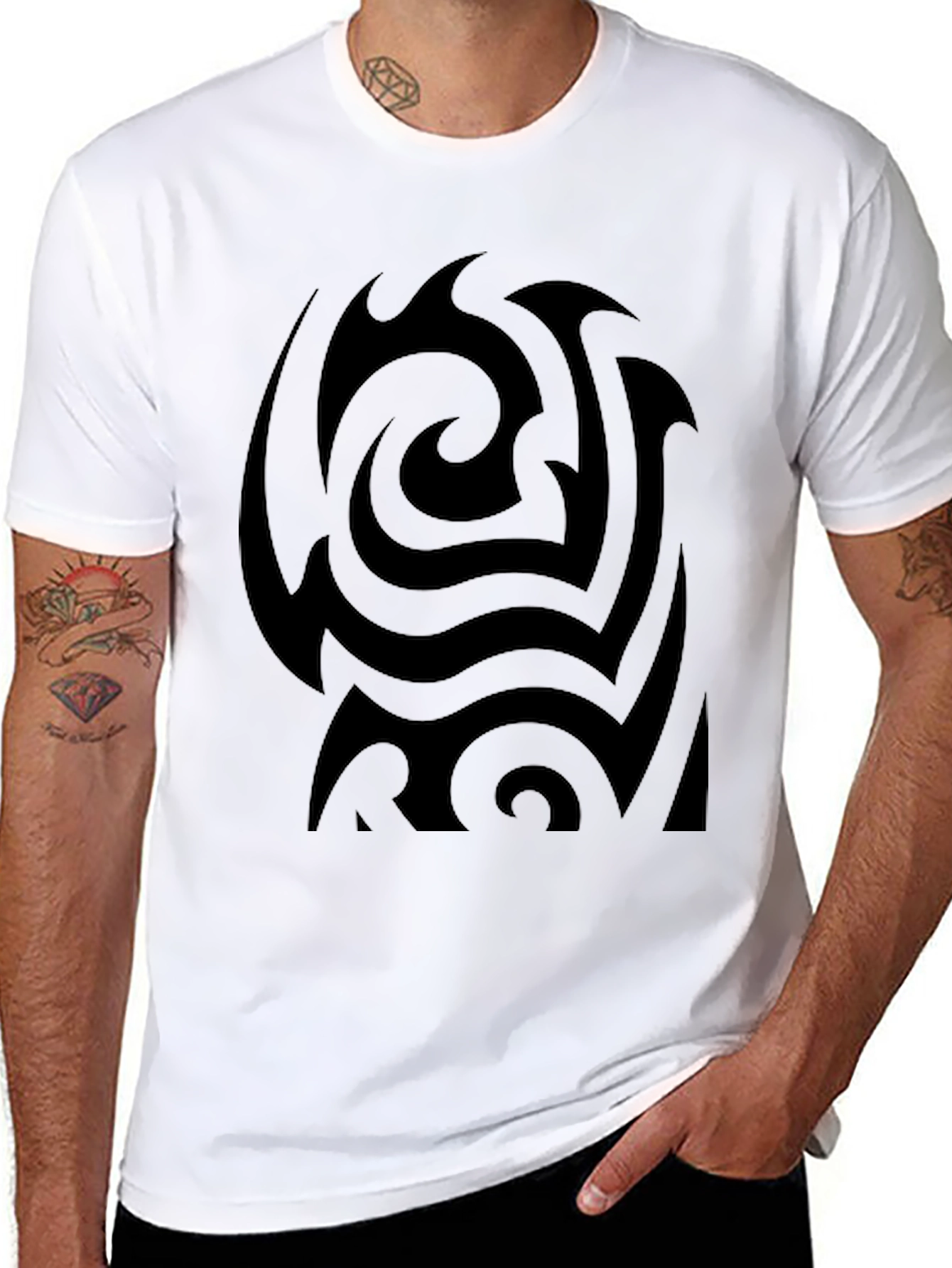 Abstract Black Swirl Tee - Modern Graphic Design