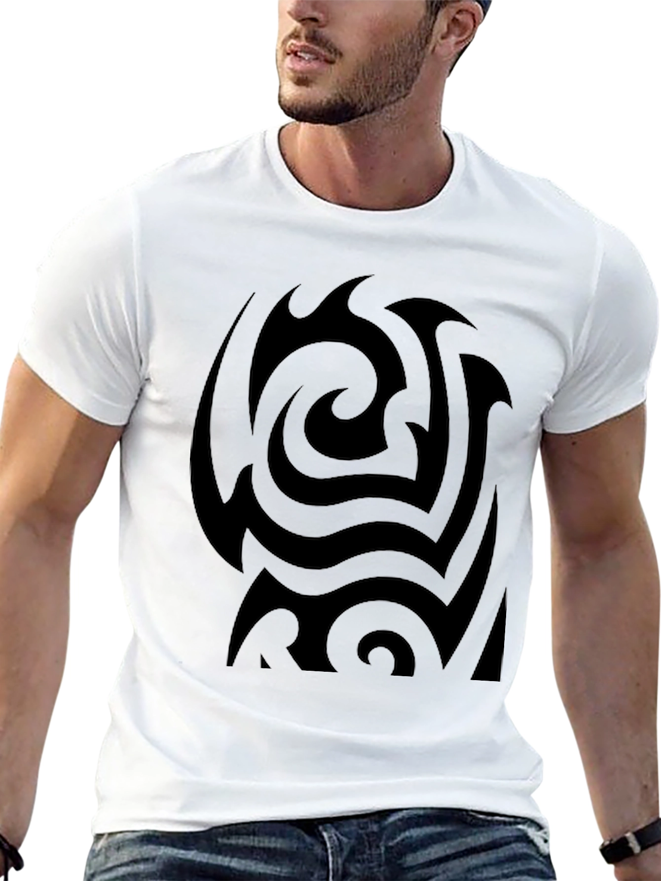 Abstract Black Swirl Tee - Modern Graphic Design
