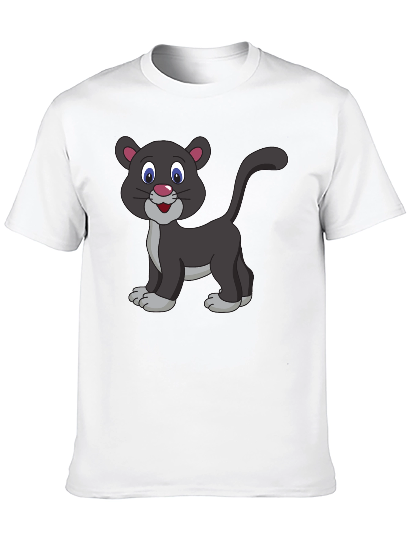 Cartoon Panther Graphic Black T-Shirt