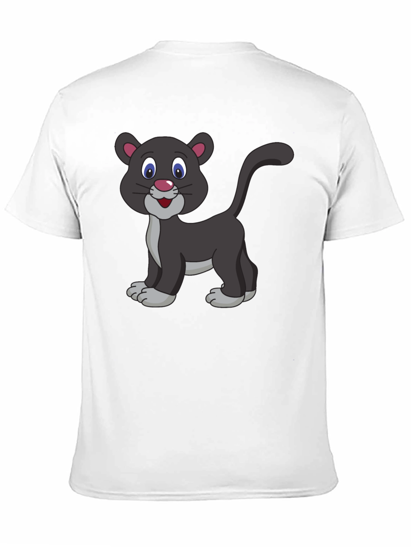 Cartoon Panther Graphic Black T-Shirt