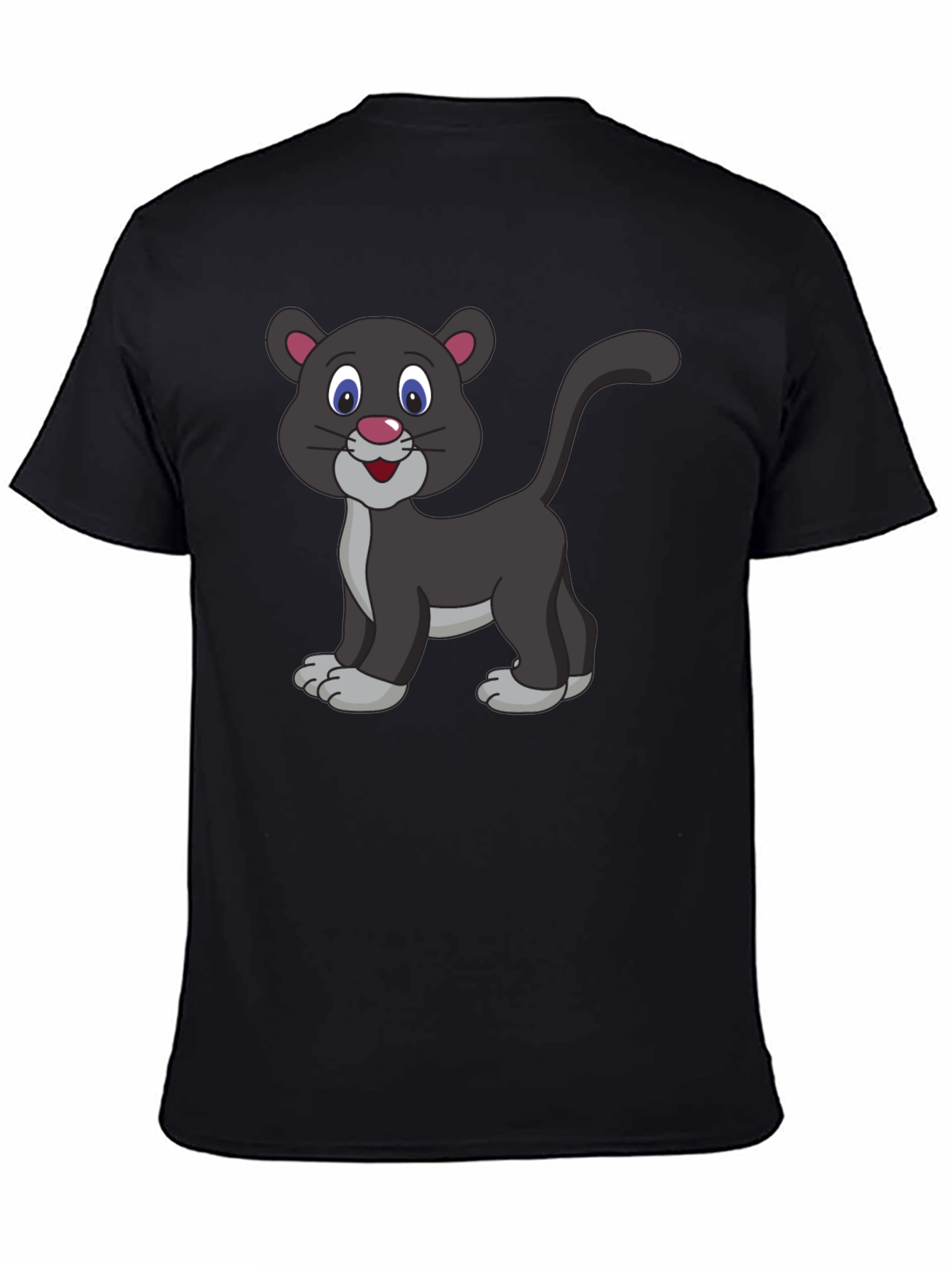 Cartoon Panther Graphic Black T-Shirt