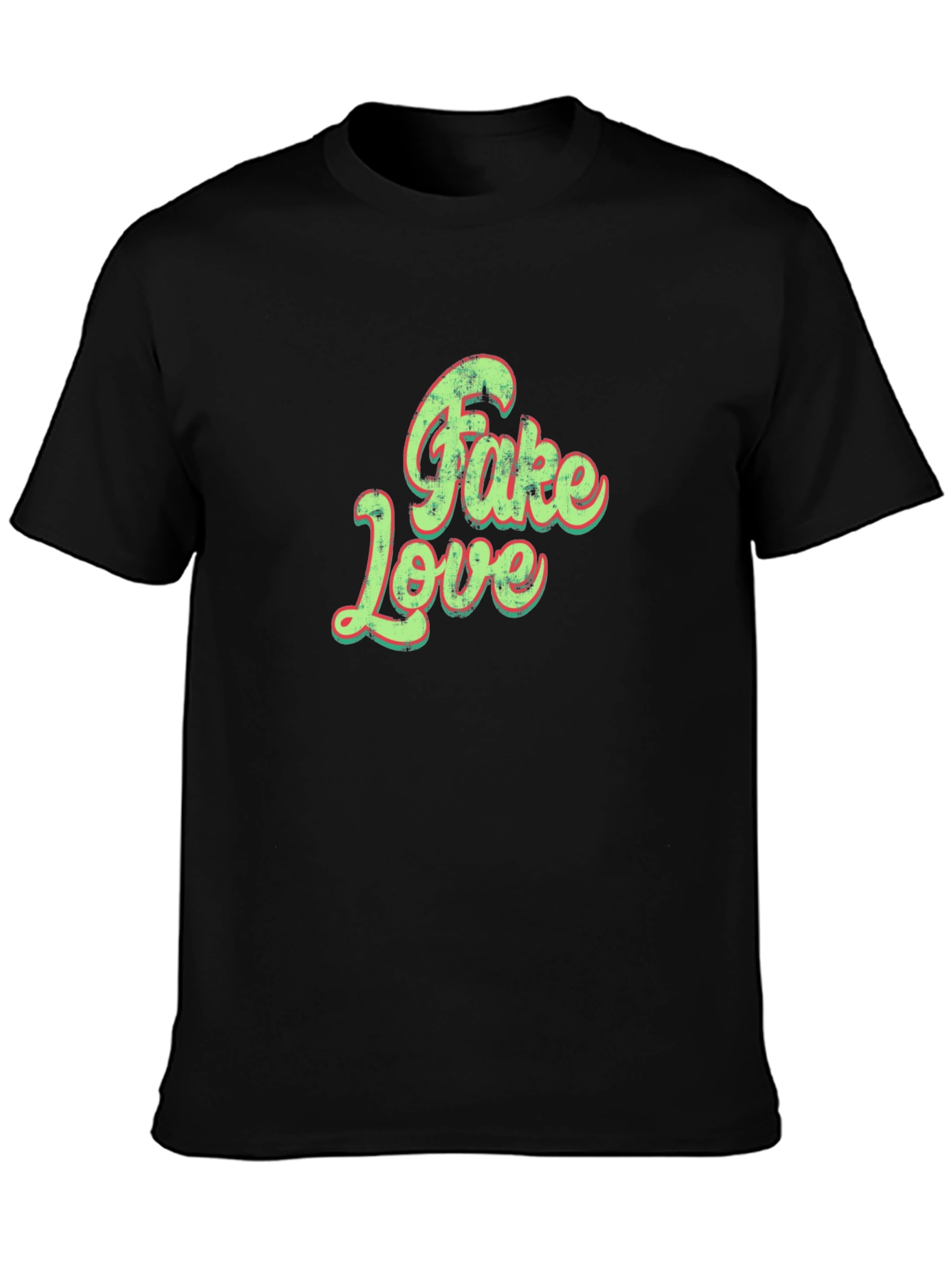 Trendy Fake Love Graphic Tee - Unisex Black T-Shirt