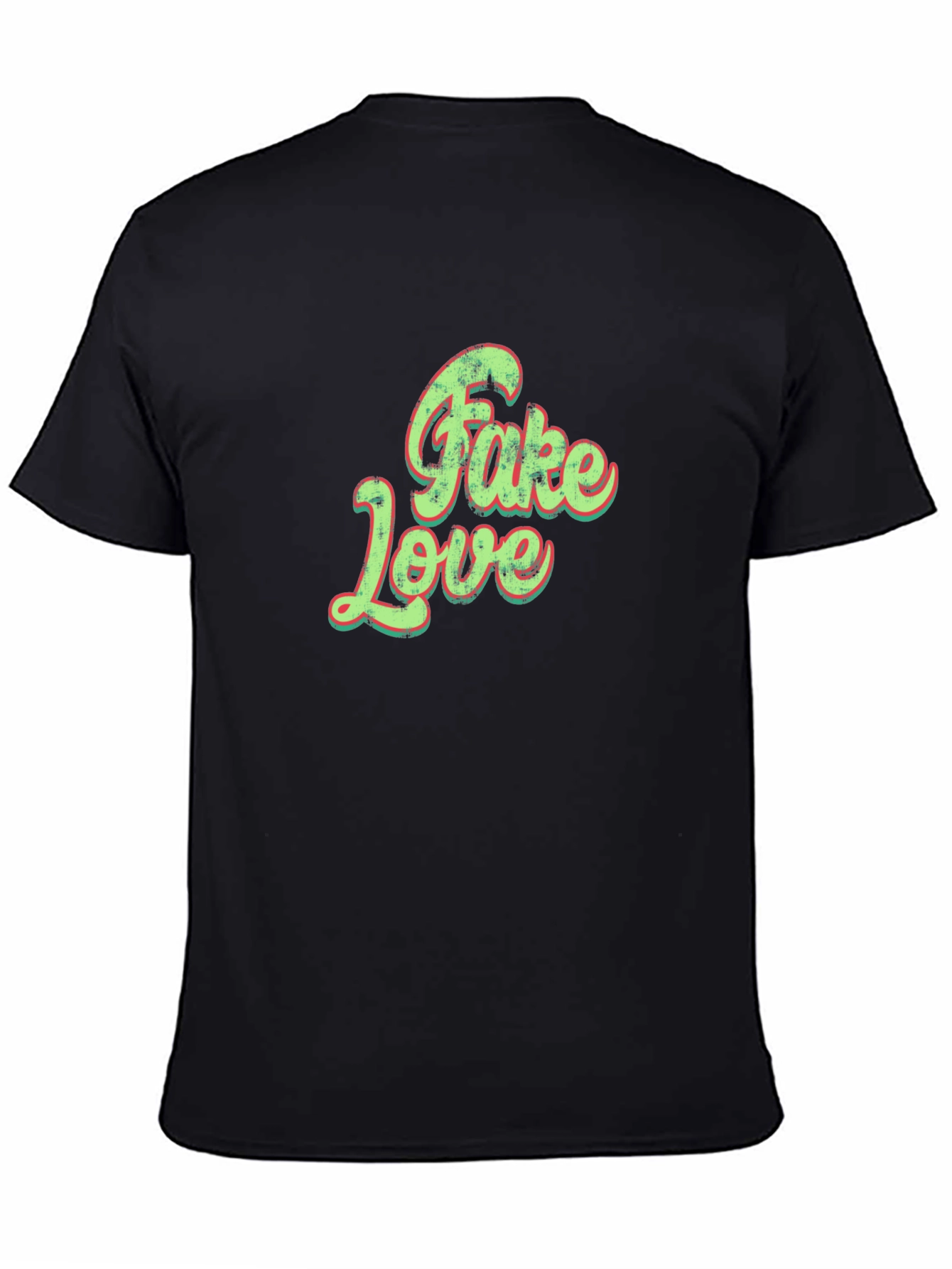 Trendy Fake Love Graphic Tee - Unisex Black T-Shirt