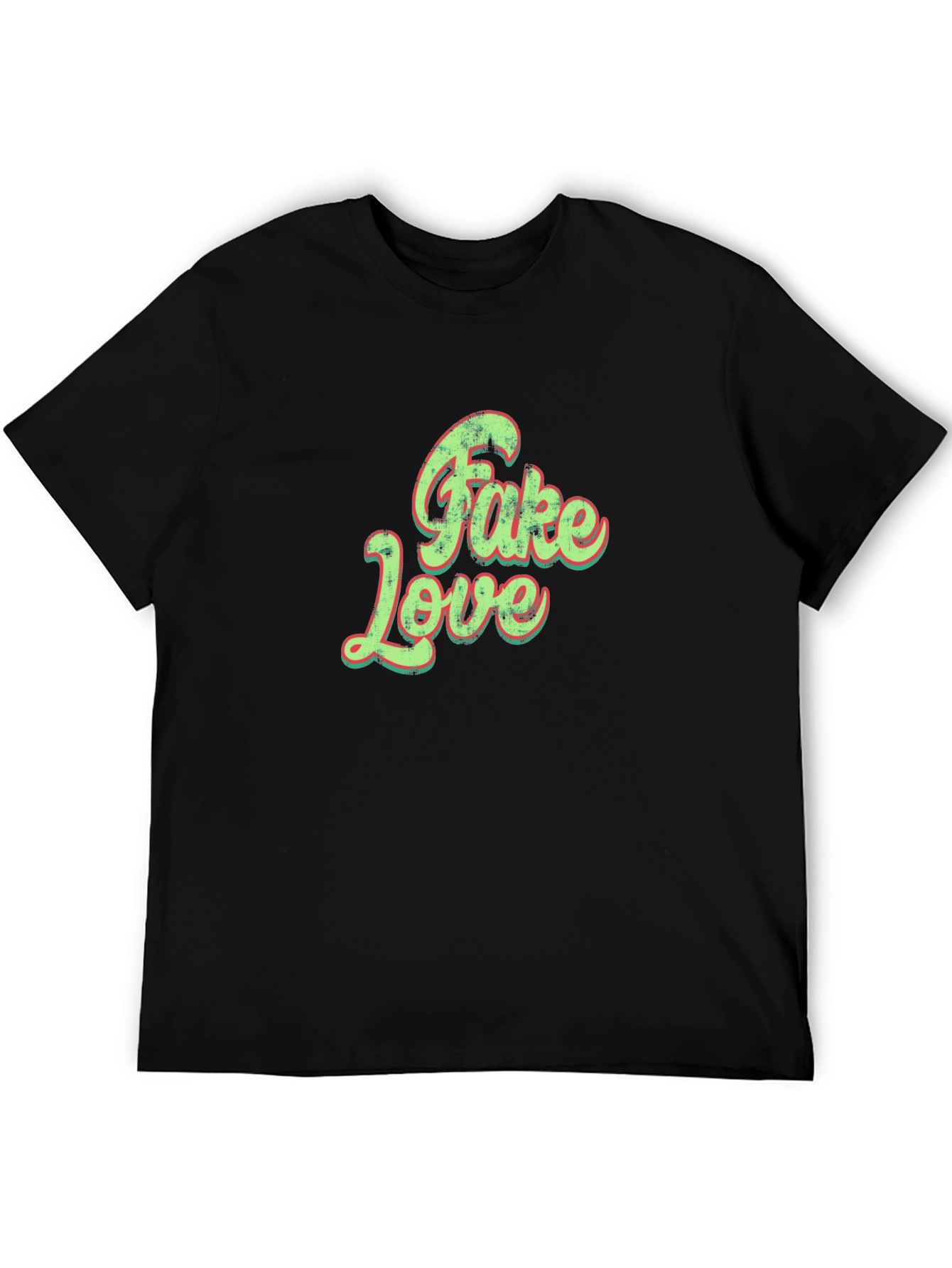 Trendy Fake Love Graphic Tee - Unisex Black T-Shirt