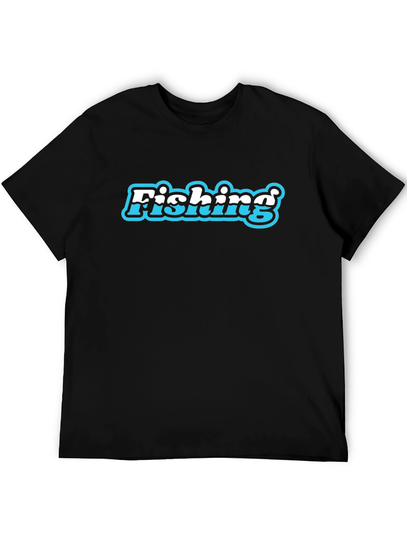 Fishing Graphic Print Mens Black T-Shirt