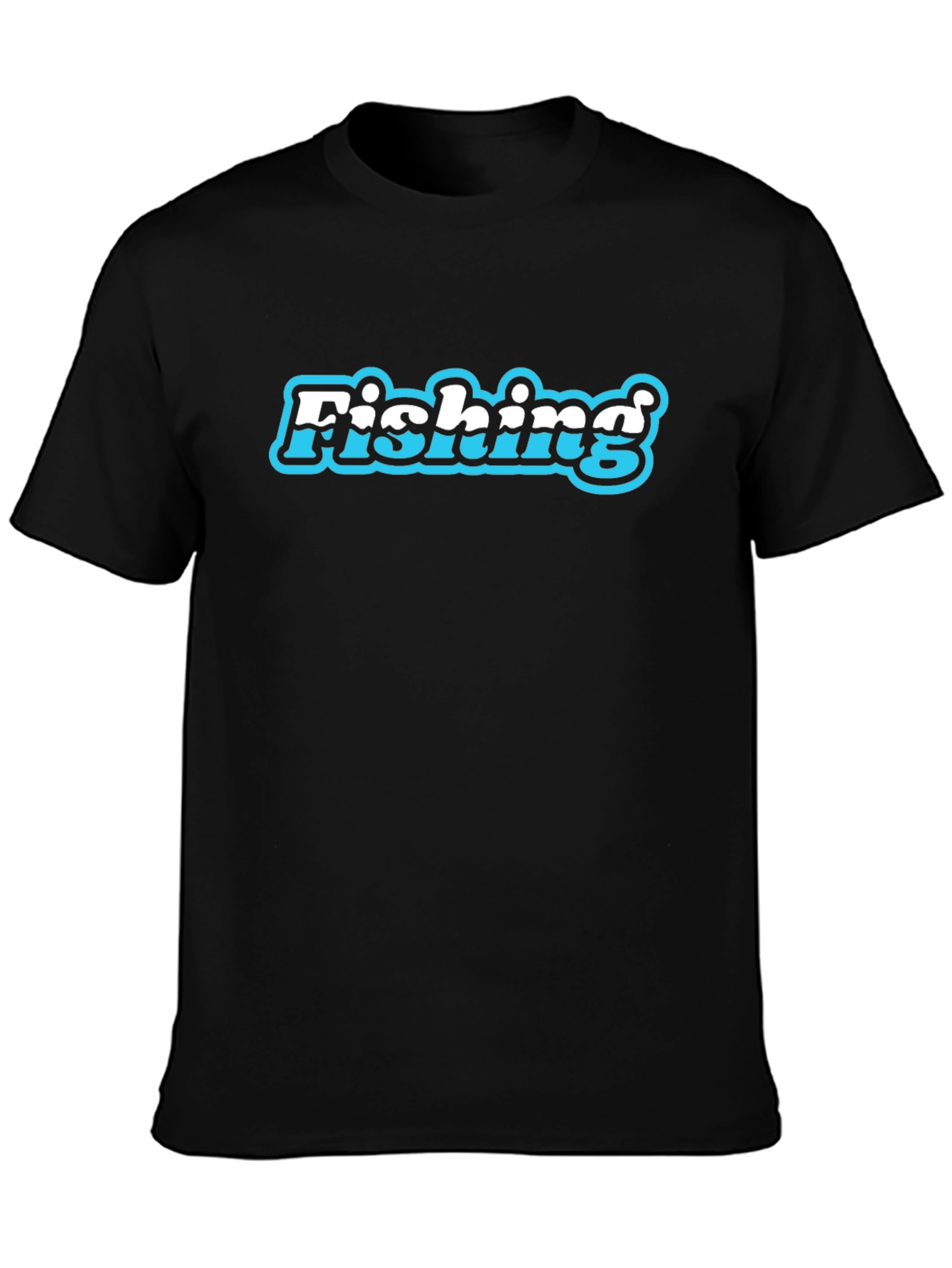 Fishing Graphic Print Mens Black T-Shirt