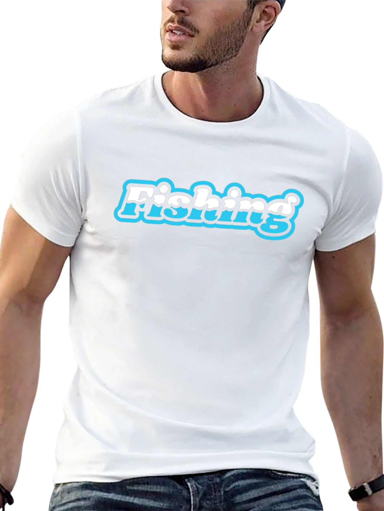 Fishing Graphic Print Mens Black T-Shirt