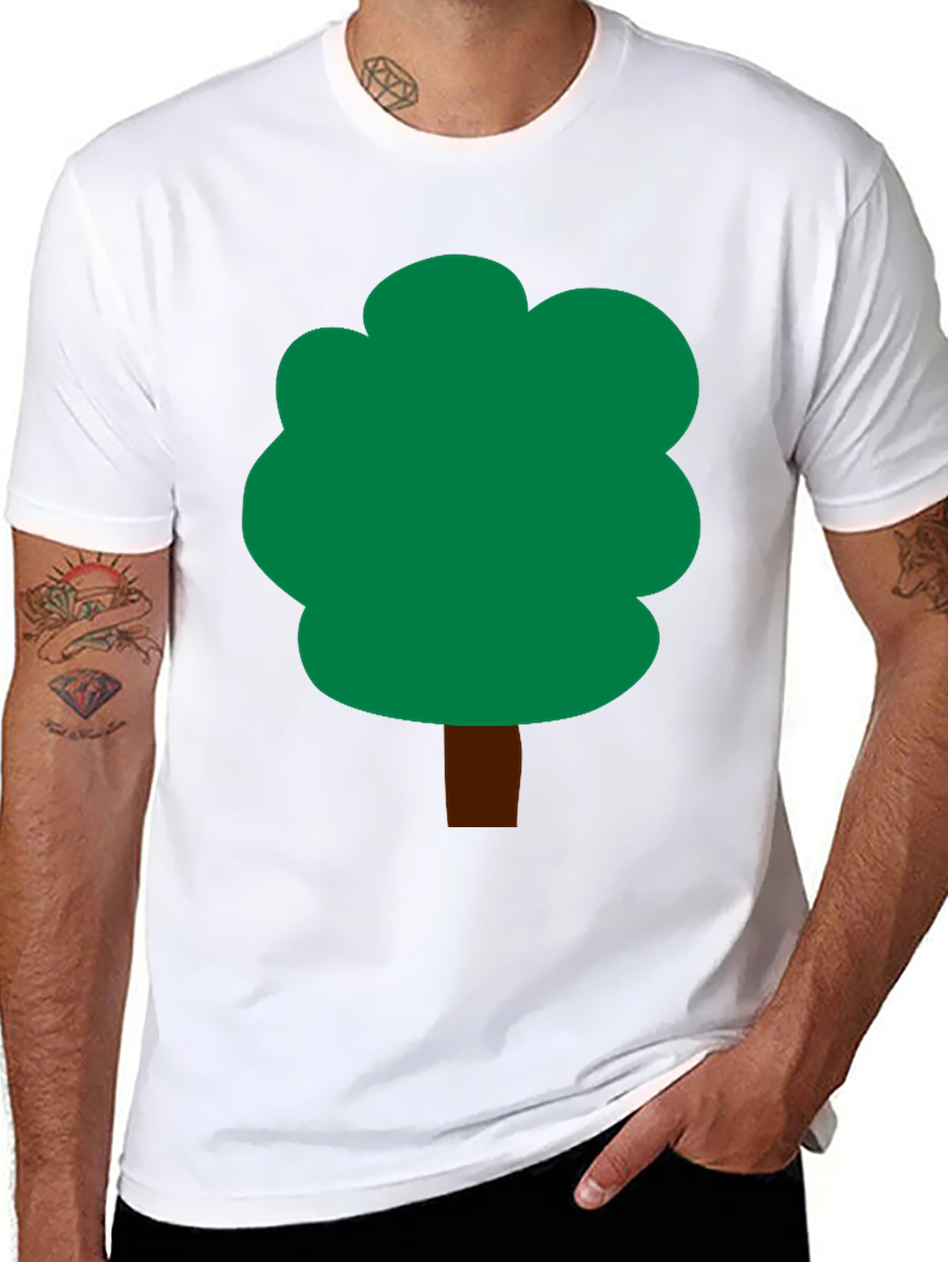Cartoon Tree Graphic T-Shirt - Black