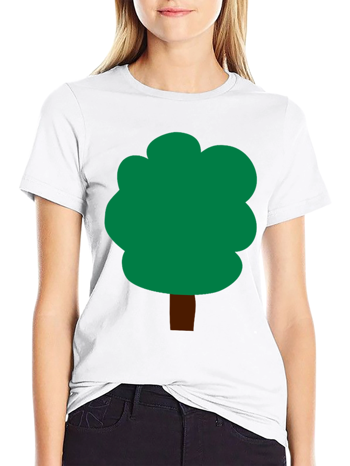 Cartoon Tree Graphic T-Shirt - Black