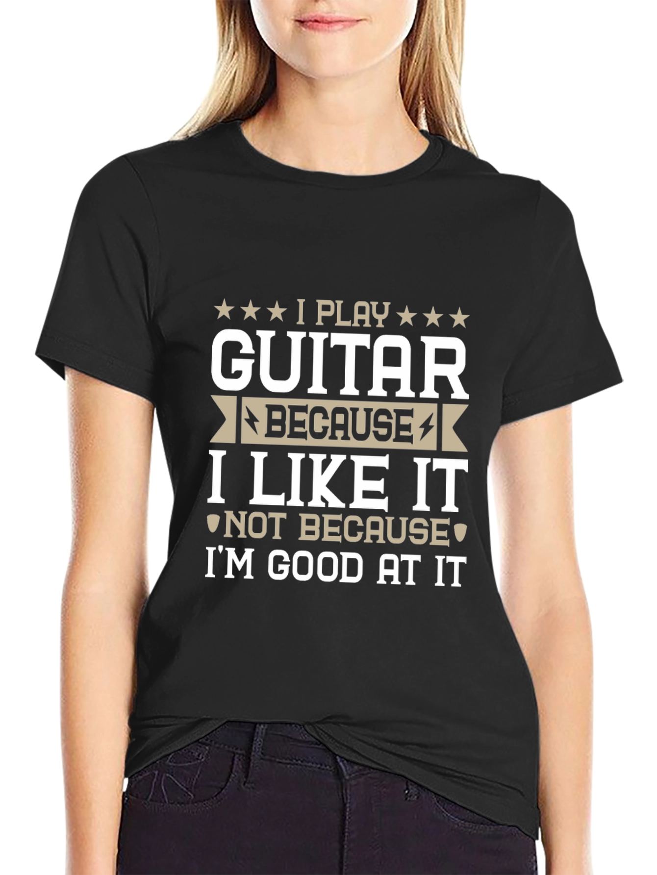 Funny Guitar Player Black T-Shirt