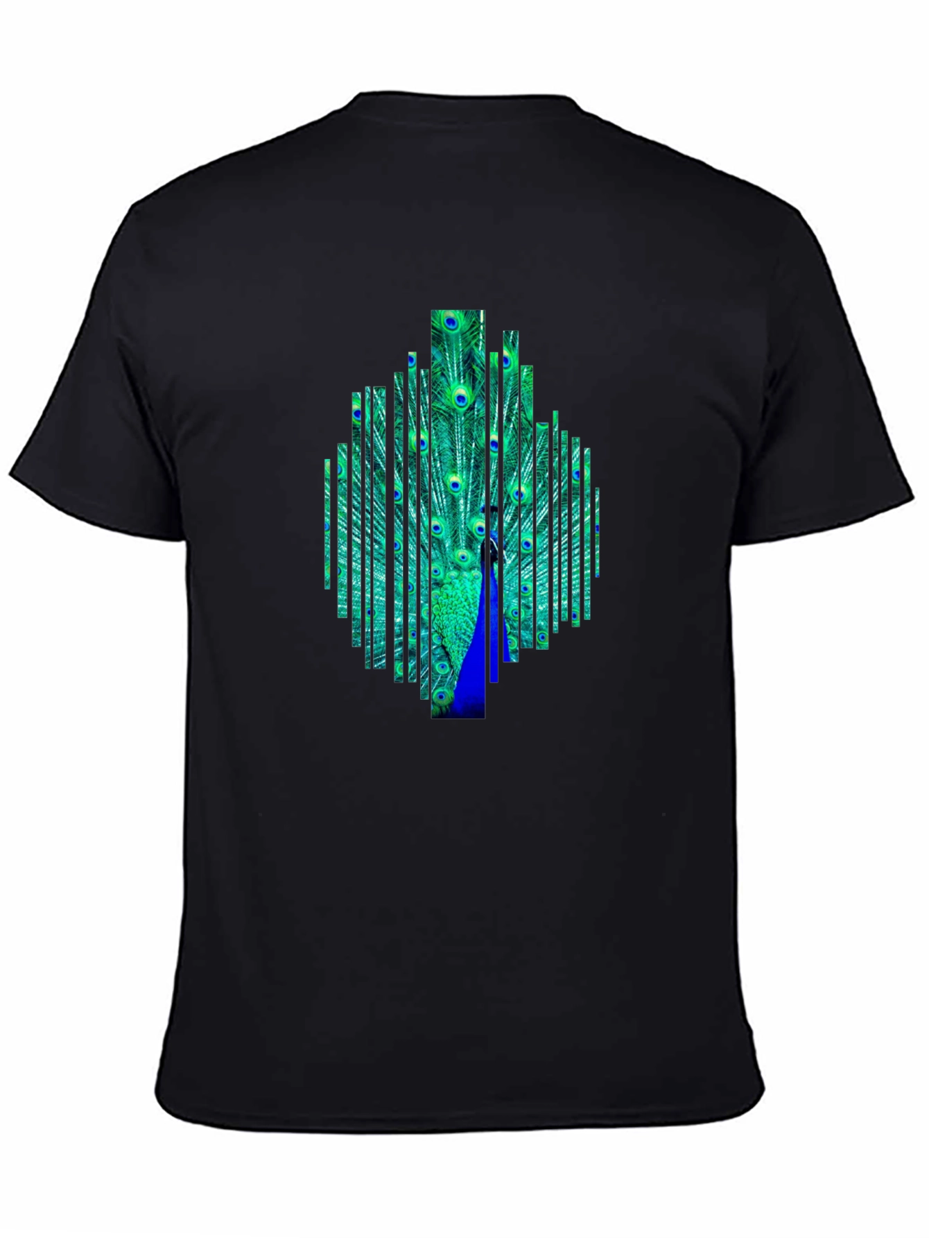 Peacock Feather Graphic Black T-Shirt