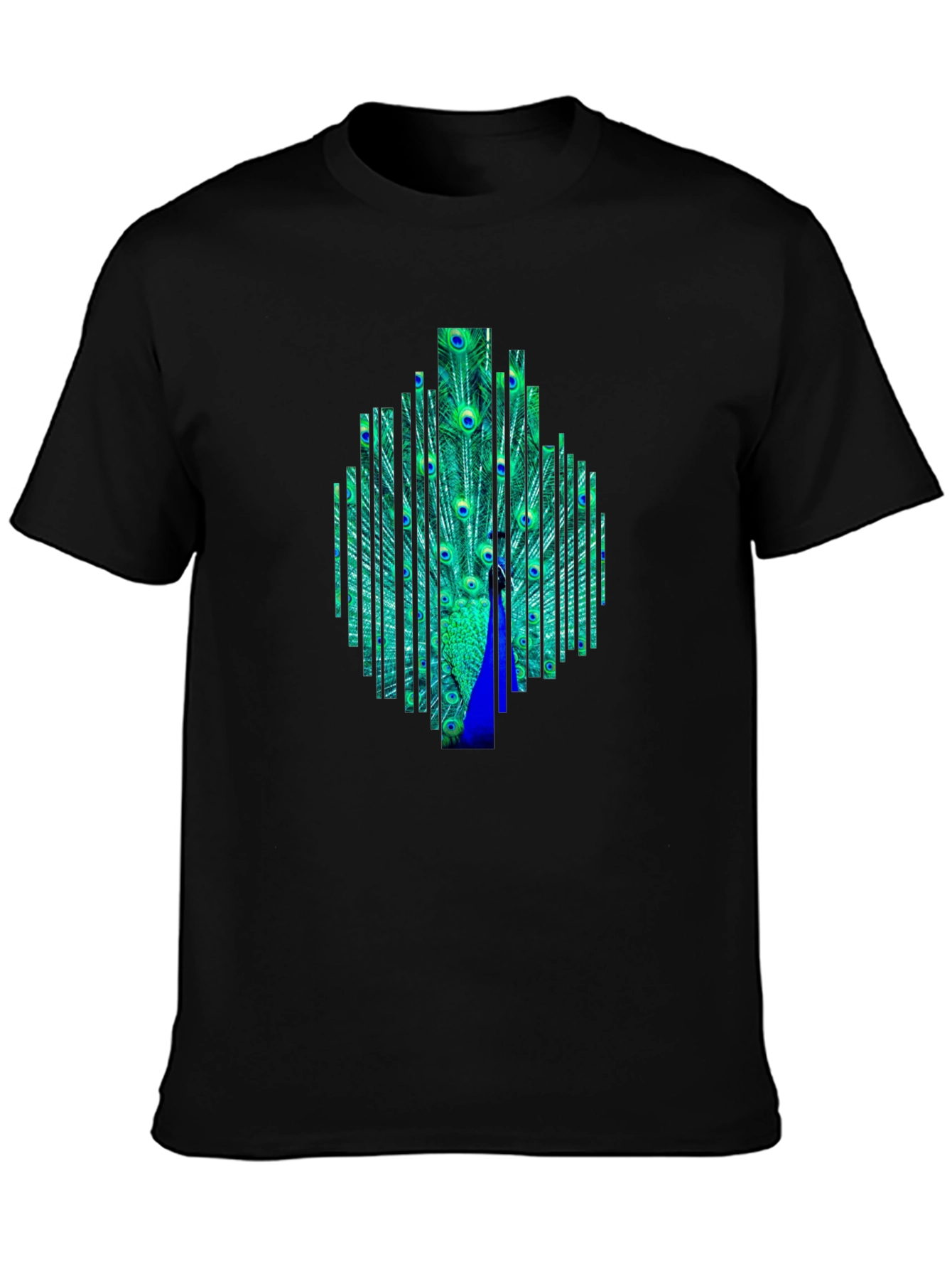 Peacock Feather Graphic Black T-Shirt