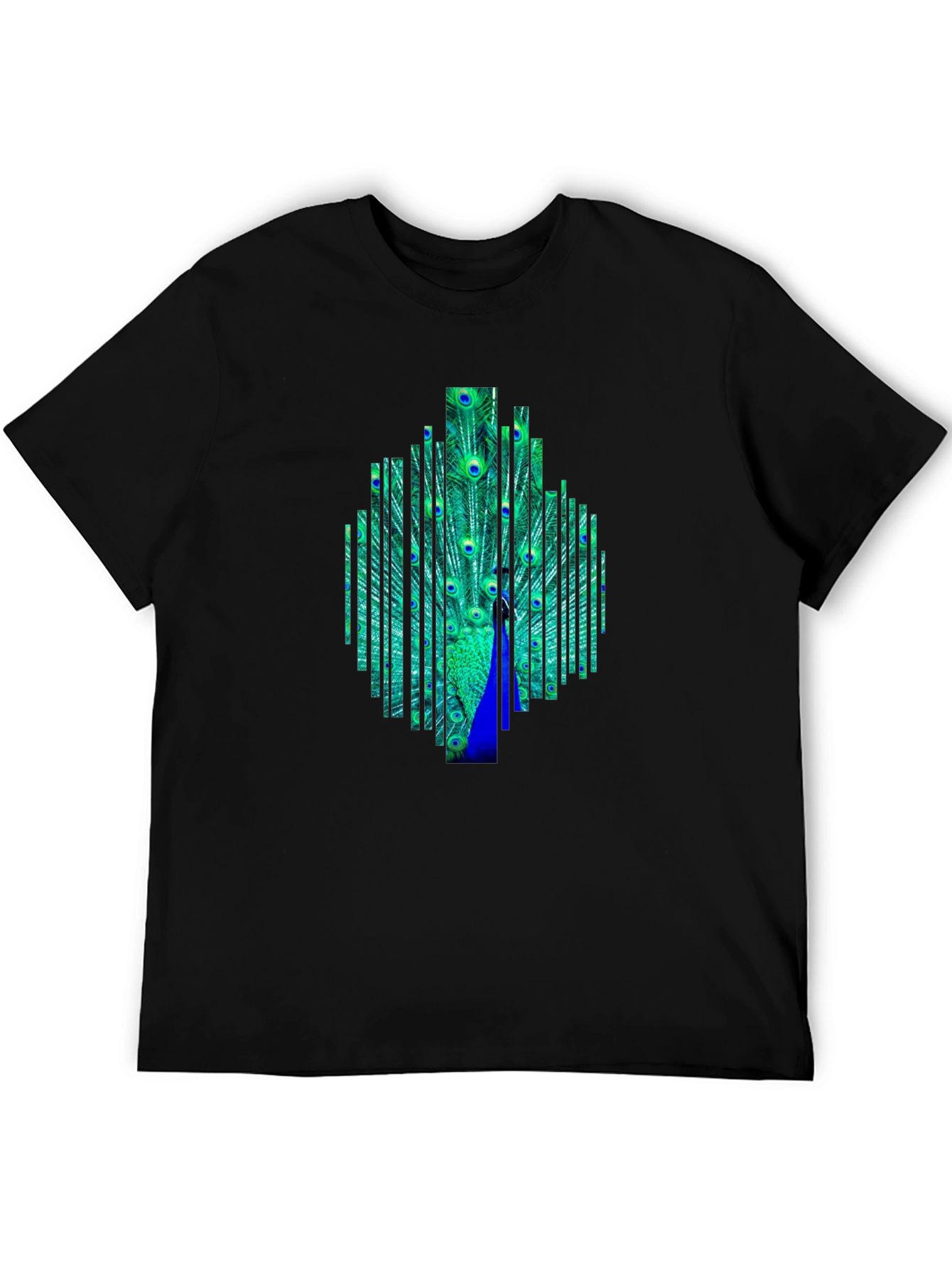 Peacock Feather Graphic Black T-Shirt