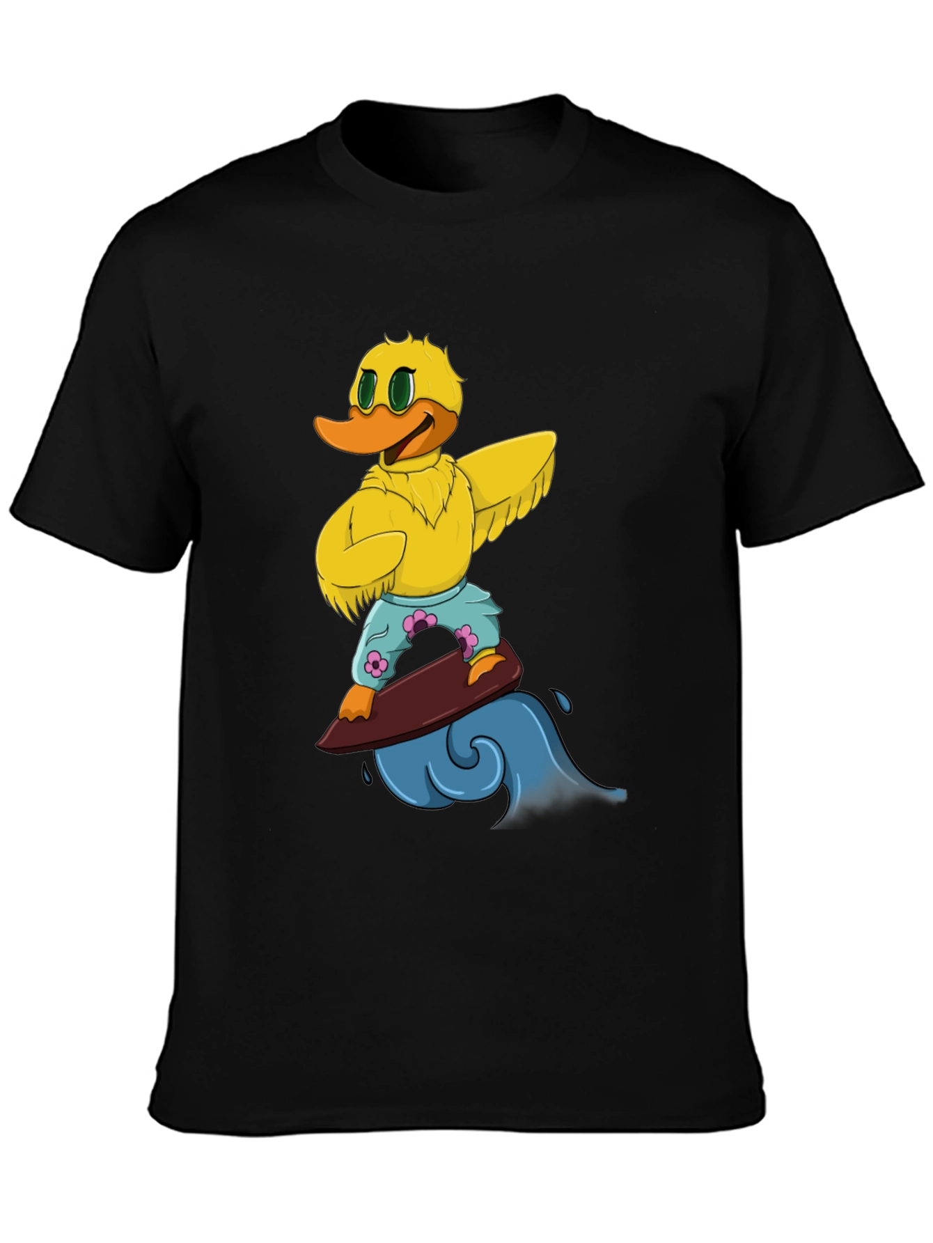 Surfing Duck Graphic Tee - Cool Cartoon T-Shirt