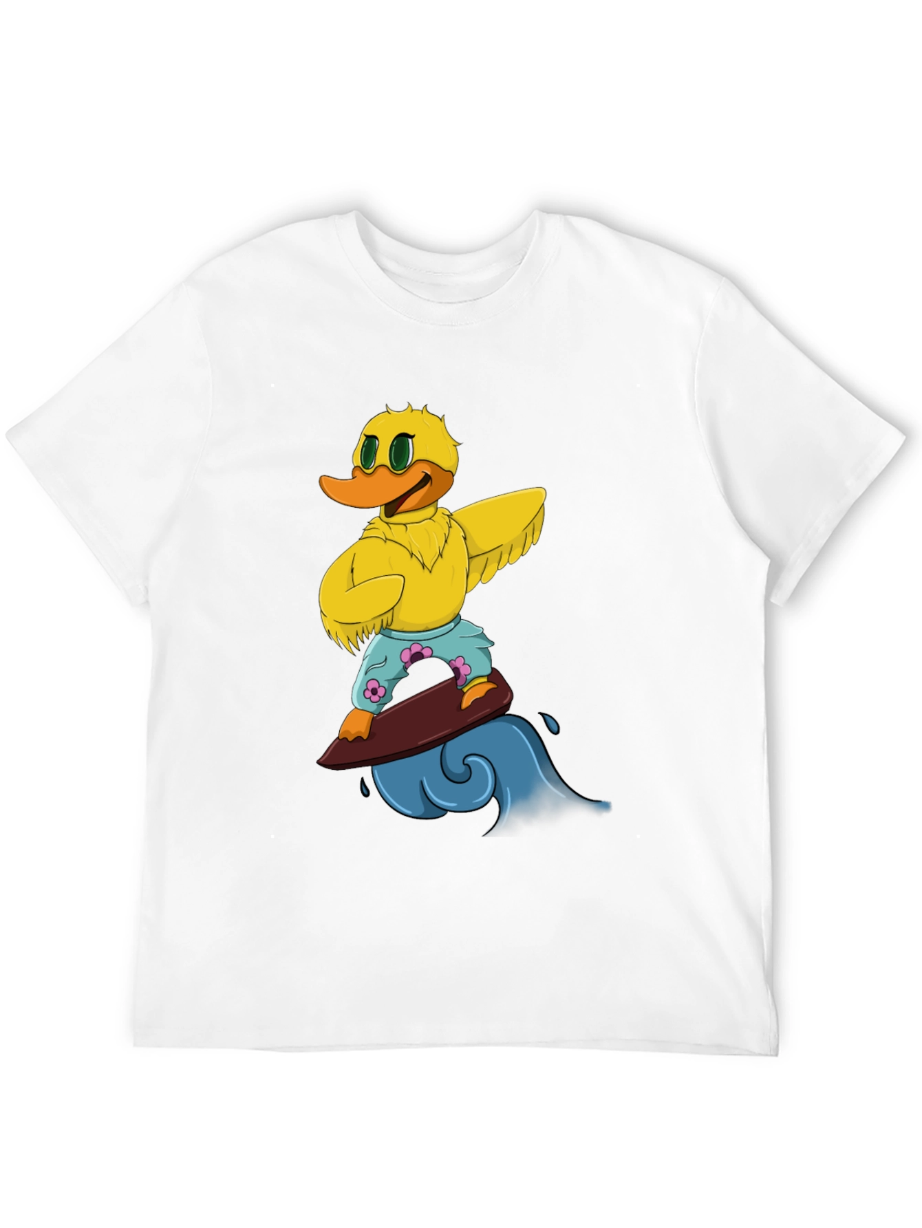 Surfing Duck Graphic Tee - Cool Cartoon T-Shirt
