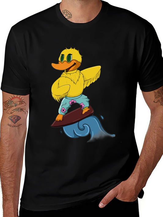 Surfing Duck Graphic Tee - Cool Cartoon T-Shirt