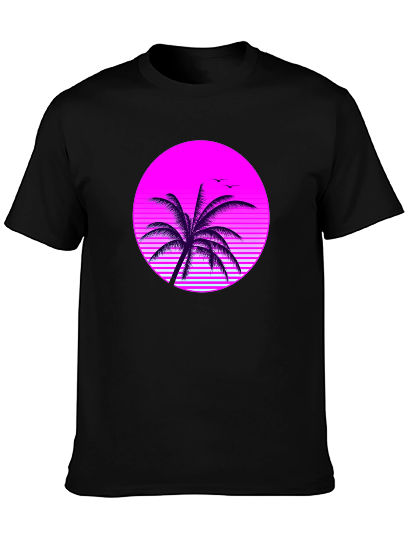 Retro Palm Tree Graphic Tee - Black T-Shirt