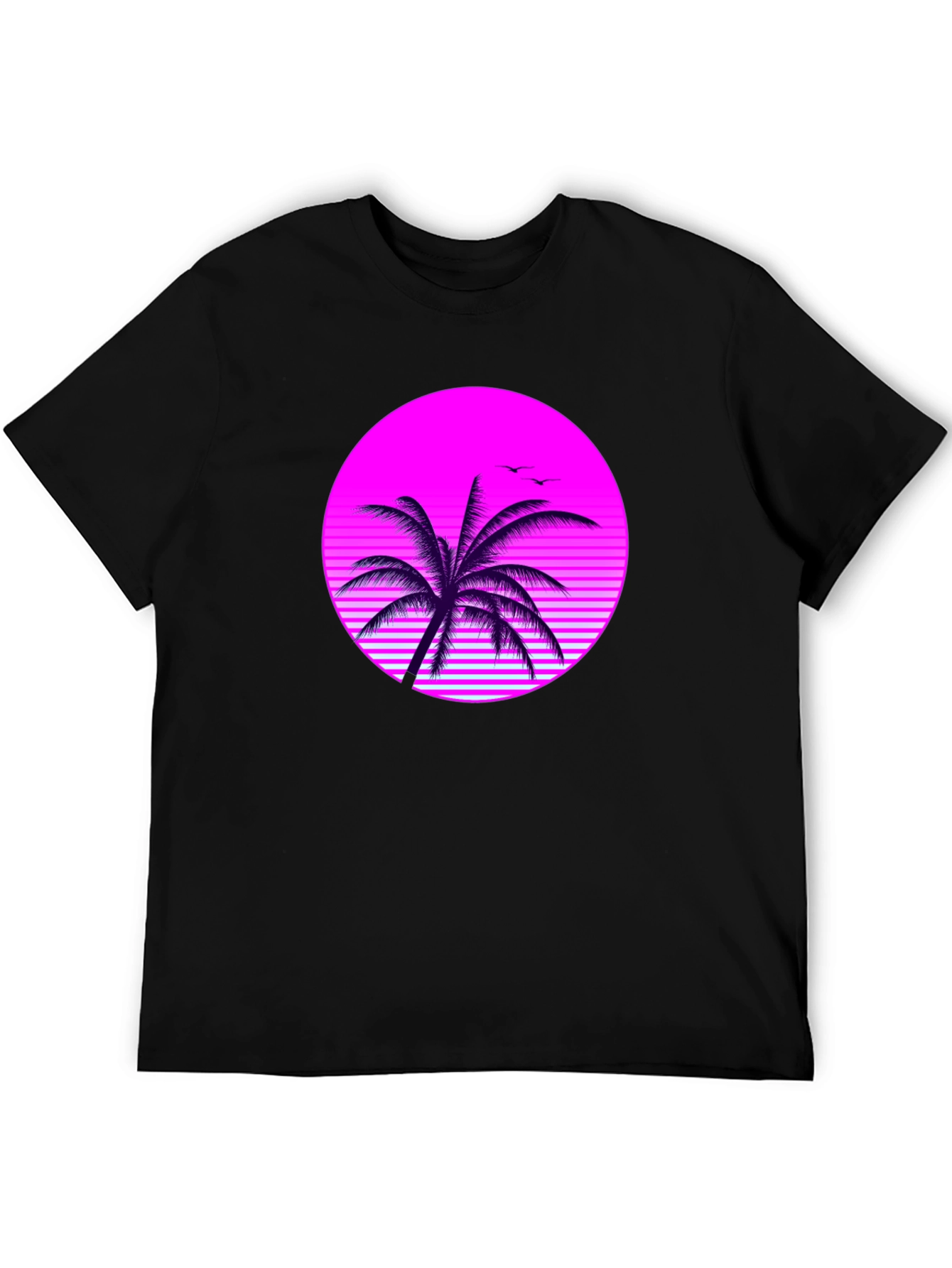 Retro Palm Tree Graphic Tee - Black T-Shirt