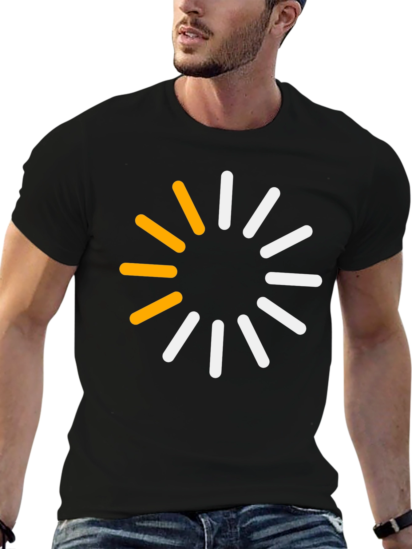 Modern Loading Circle Graphic T-Shirt - Black
