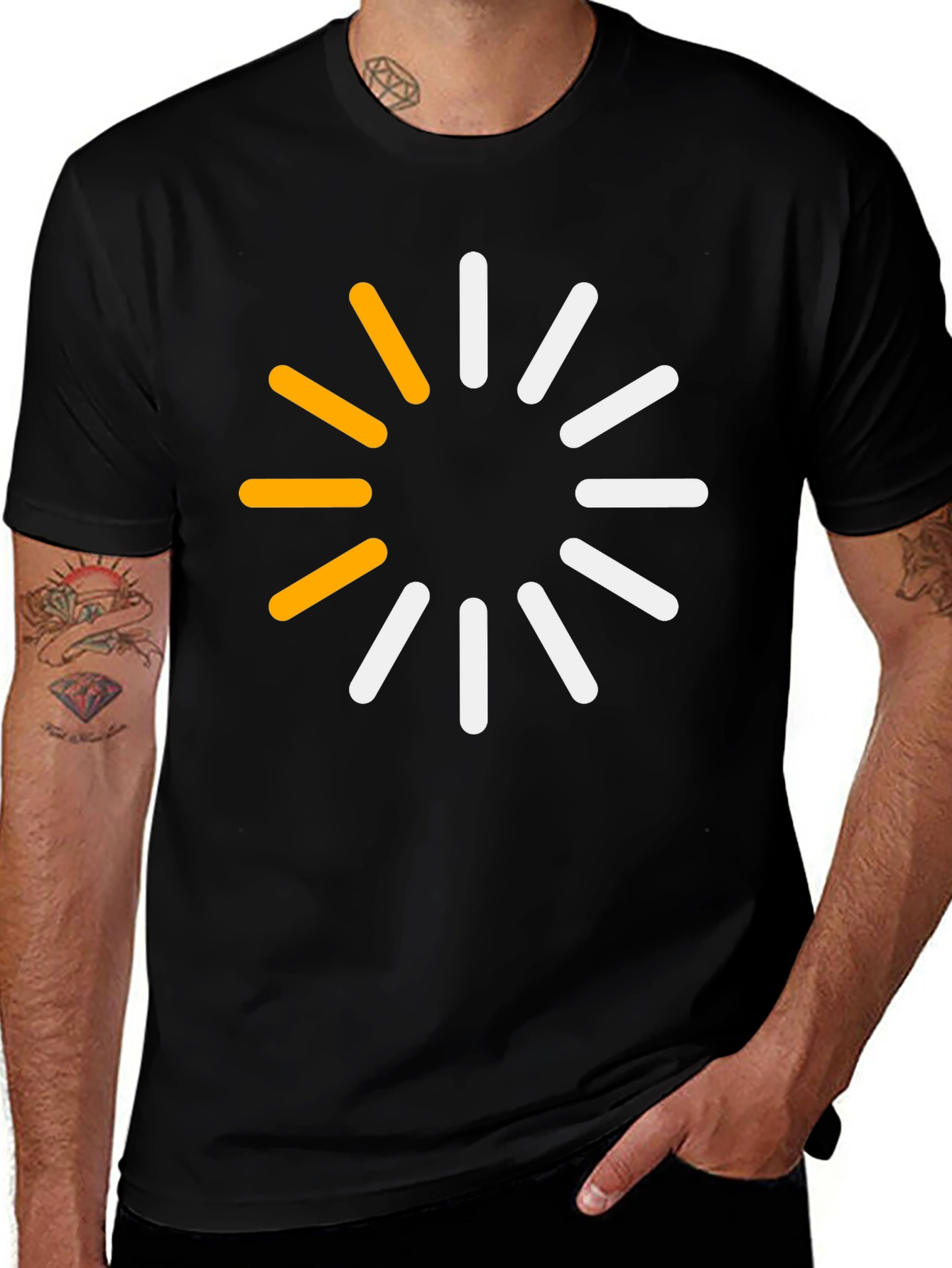 Modern Loading Circle Graphic T-Shirt - Black