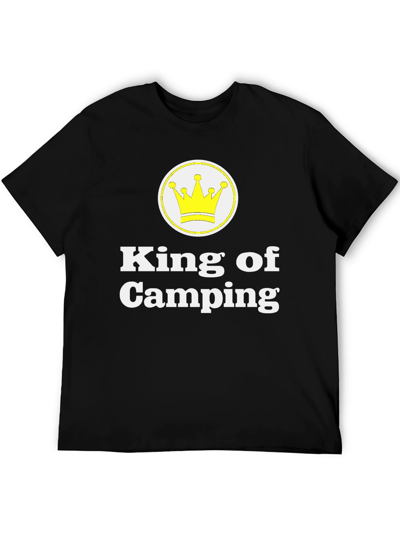 King of Camping T-Shirt - Black Crew Neck