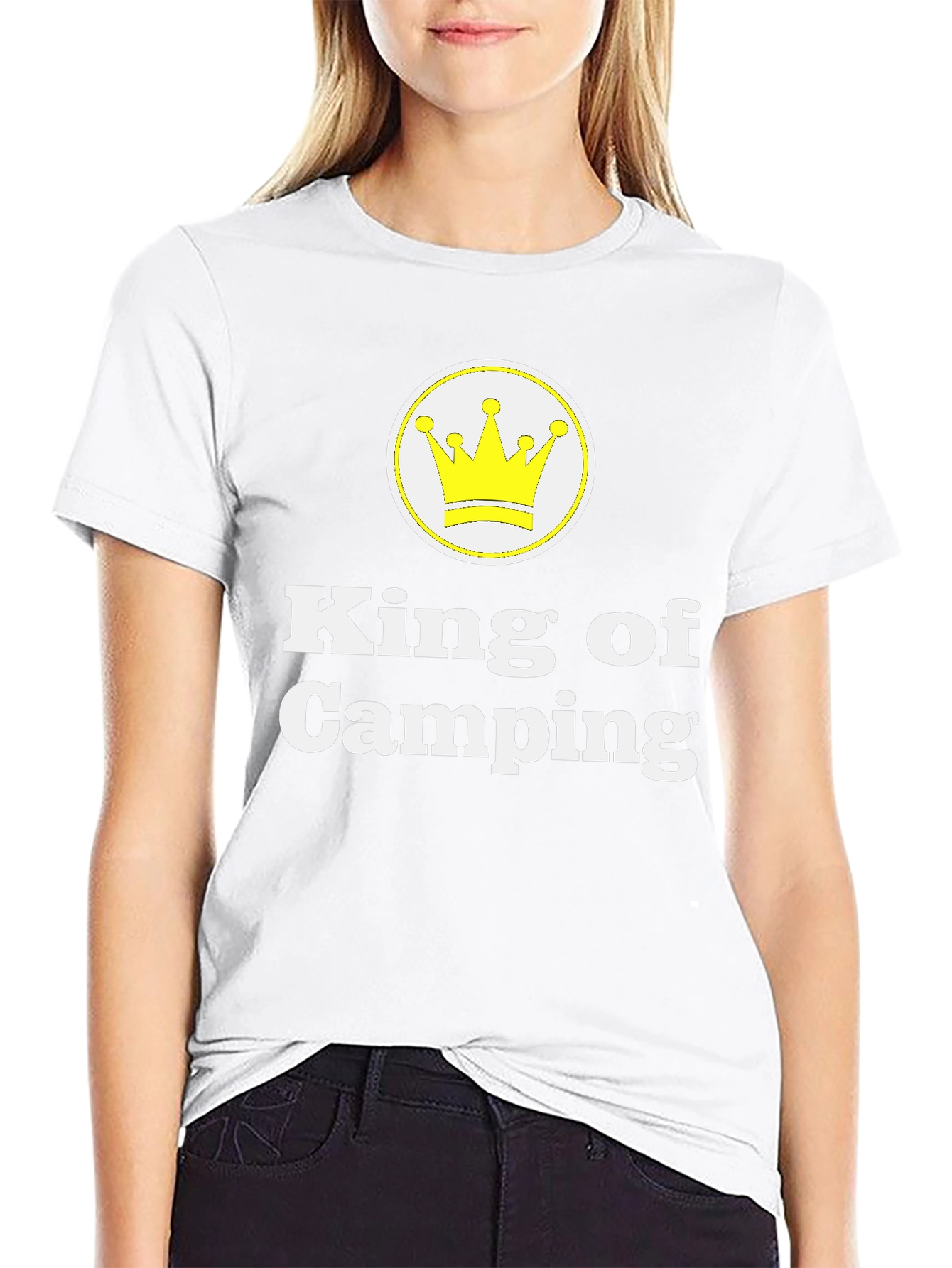 King of Camping T-Shirt - Black Crew Neck