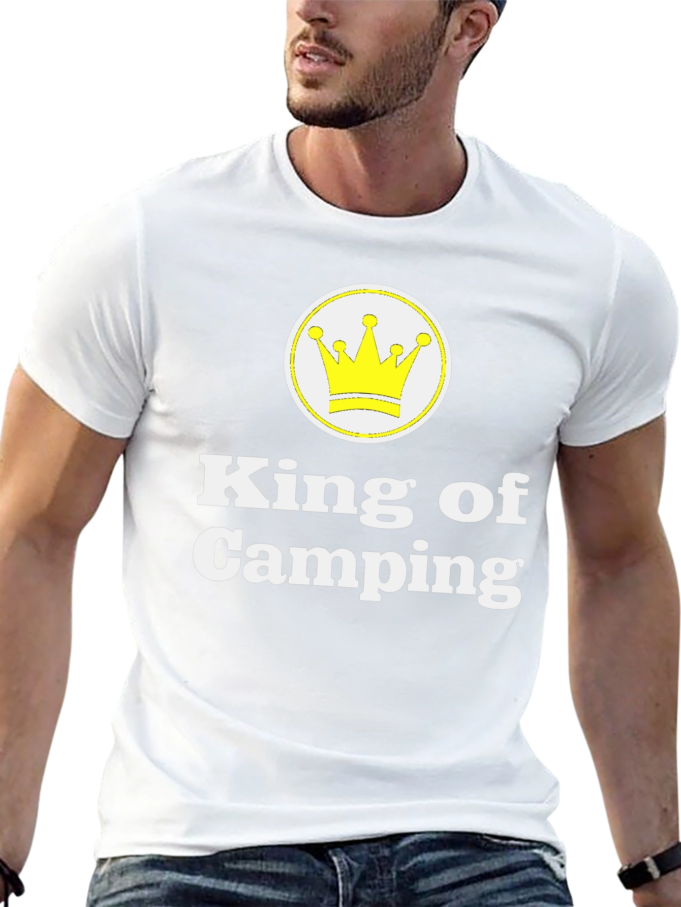 King of Camping T-Shirt - Black Crew Neck