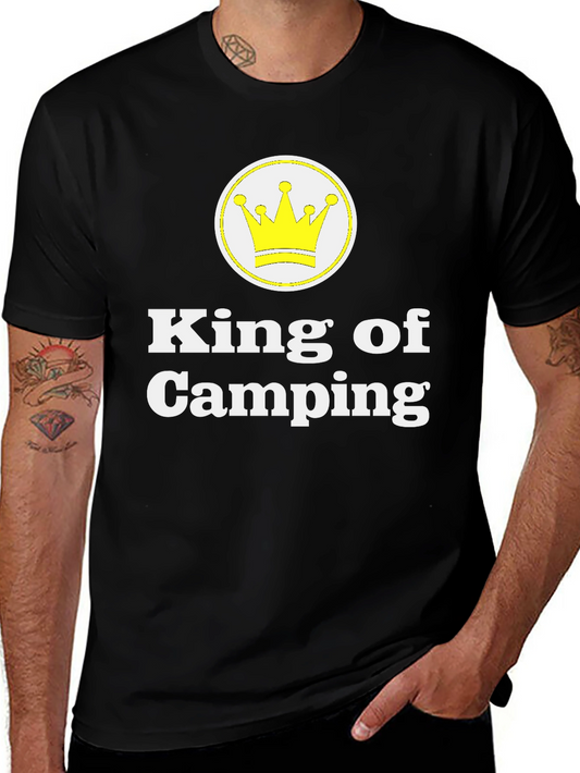 King of Camping T-Shirt - Black Crew Neck