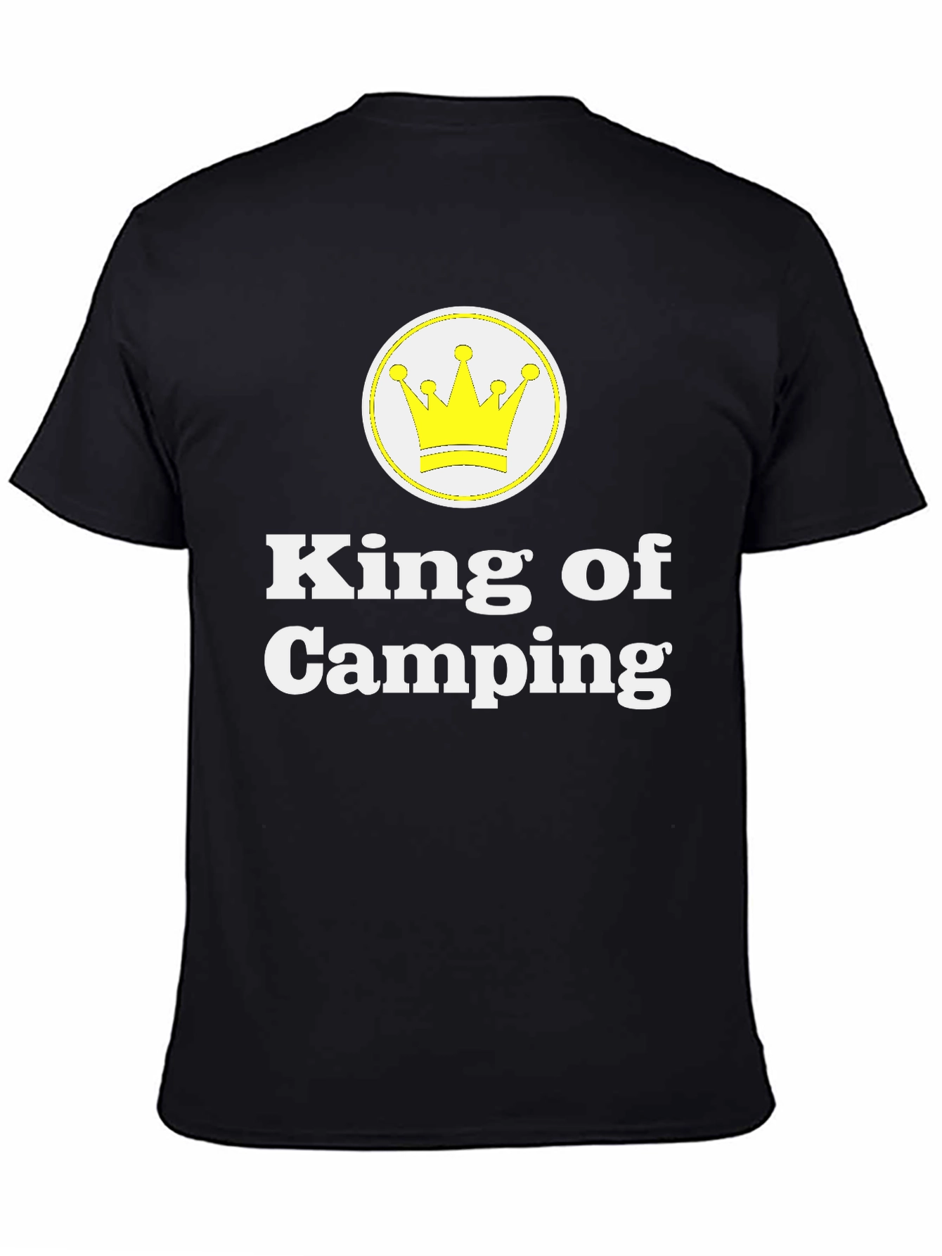 King of Camping T-Shirt - Black Crew Neck