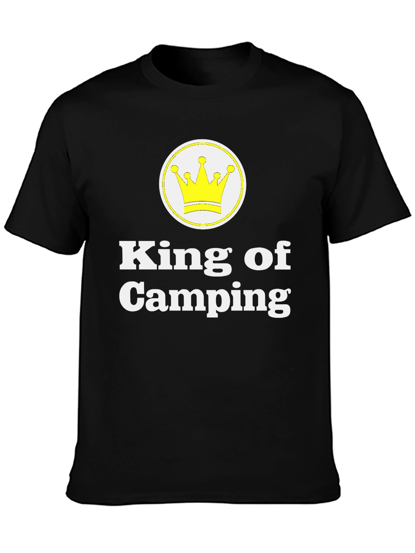 King of Camping T-Shirt - Black Crew Neck