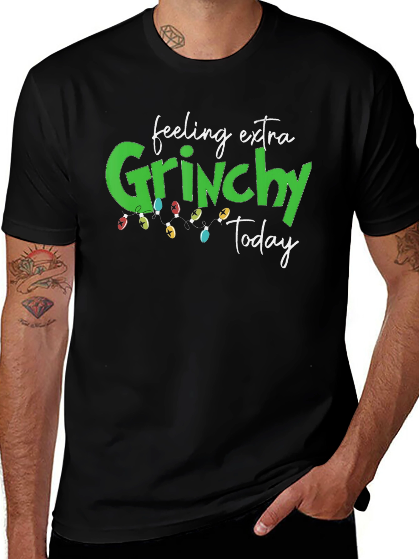 Feeling Extra Grinchy Today Black Graphic Tee