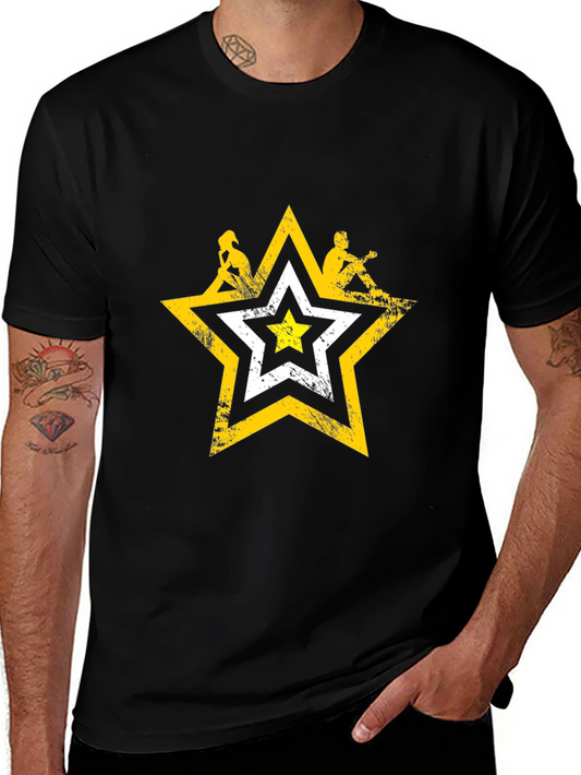 Distressed Star Graphic Tee - Mens Black T-Shirt