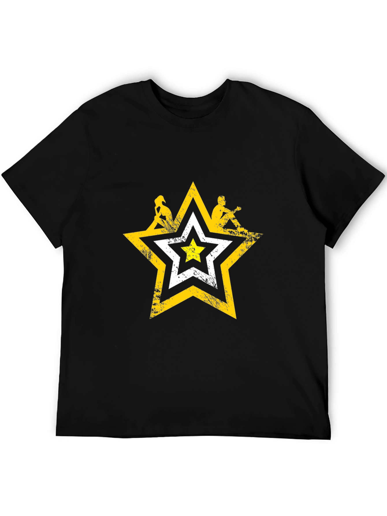 Distressed Star Graphic Tee - Mens Black T-Shirt