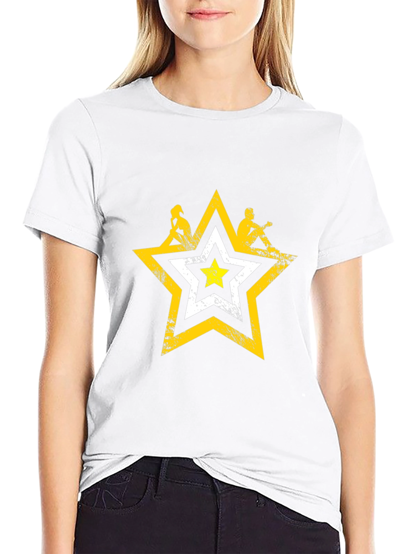 Distressed Star Graphic Tee - Mens Black T-Shirt